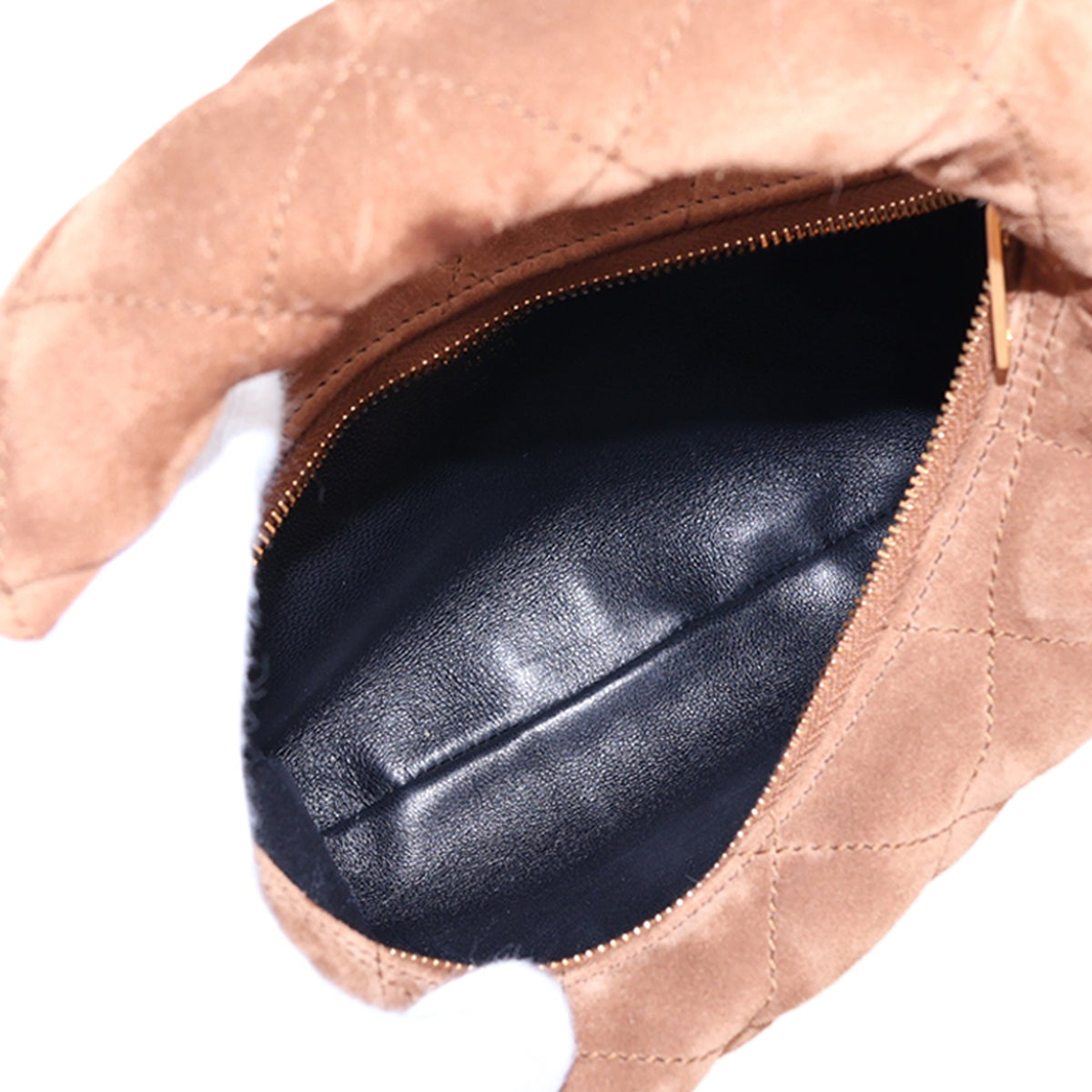 Saint Laurent Quilted Suede Monogram Icare Hobo — Brown