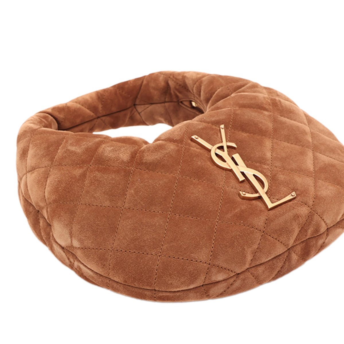 Saint Laurent Quilted Suede Monogram Icare Hobo — Brown