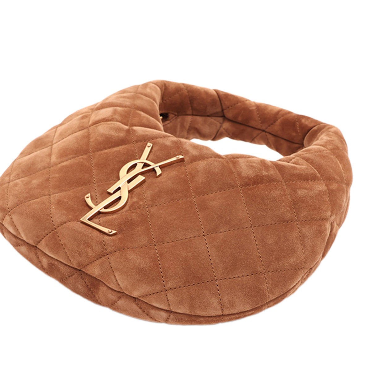 Saint Laurent Quilted Suede Monogram Icare Hobo — Brown