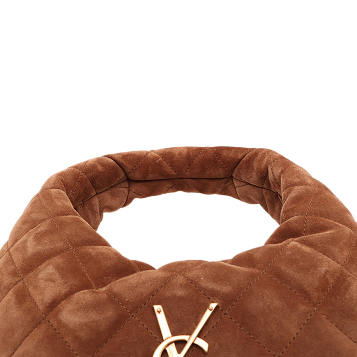 Saint Laurent Quilted Suede Monogram Icare Hobo — Brown