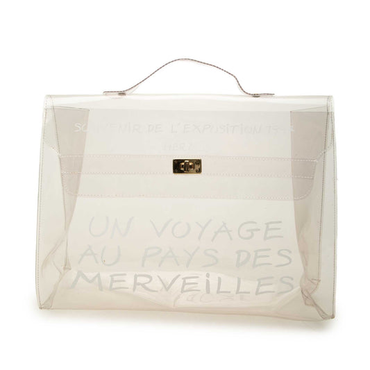 Hermès Vinyl Souvenir De L Exposition Kelly Handbag — White