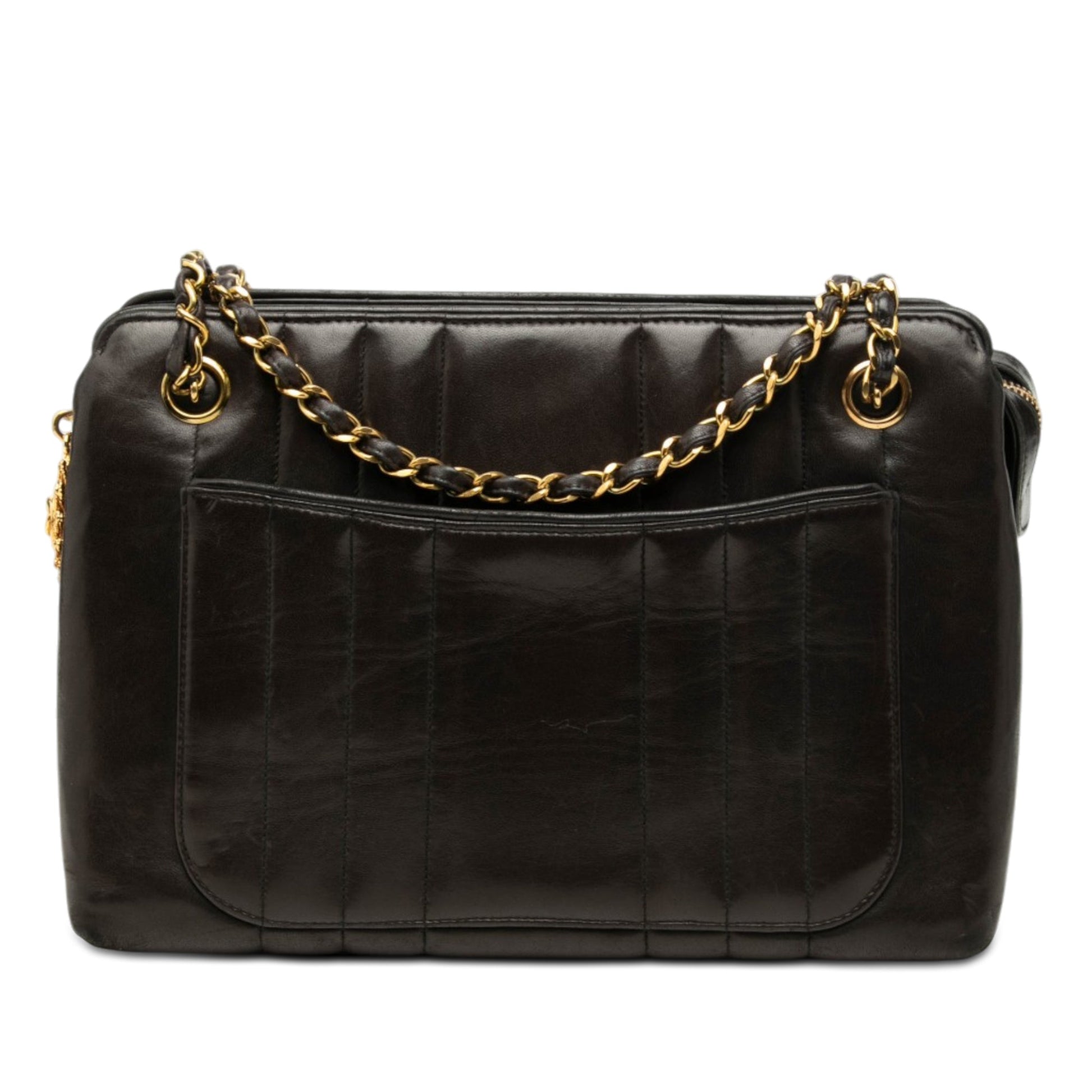 Chanel CC Vertical Quilt Lambskin Medallion Shoulder Bag