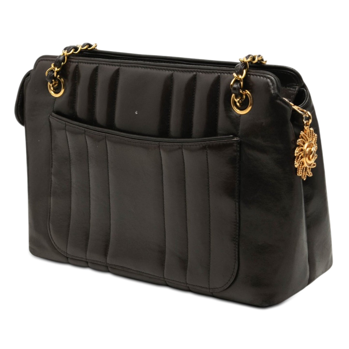 Chanel CC Vertical Quilt Lambskin Medallion Shoulder Bag