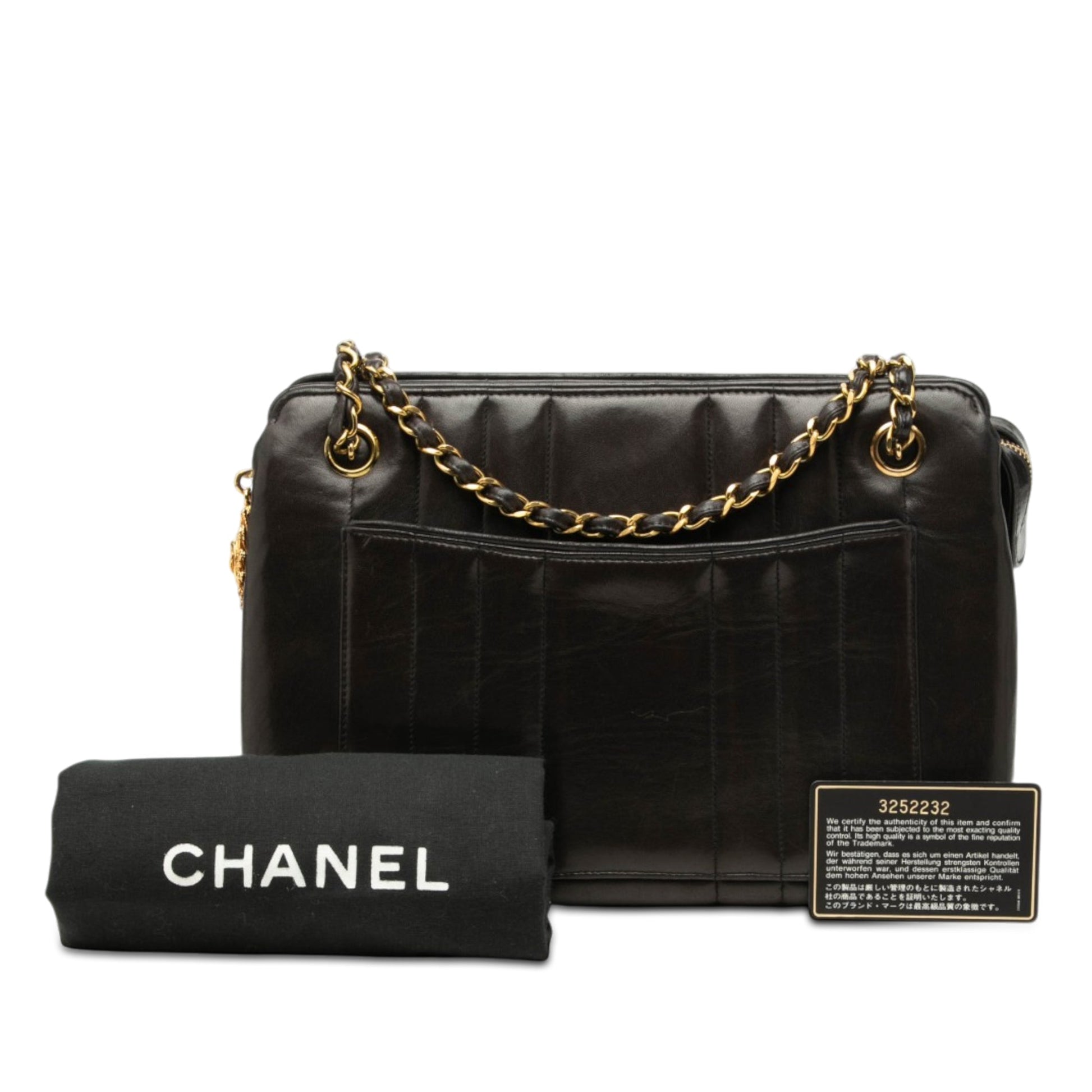 Chanel CC Vertical Quilt Lambskin Medallion Shoulder Bag