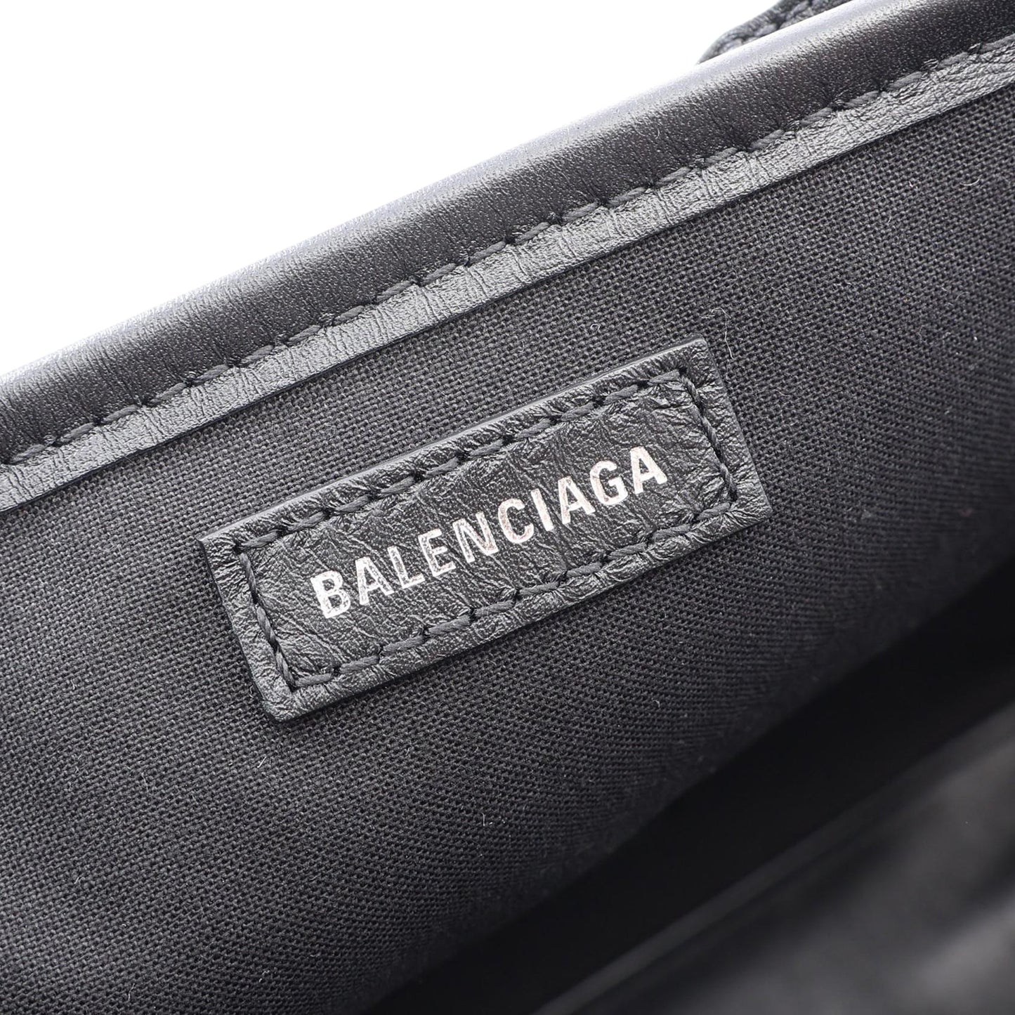 Balenciaga Leather Allover Logo Navy Cabas Tote XS