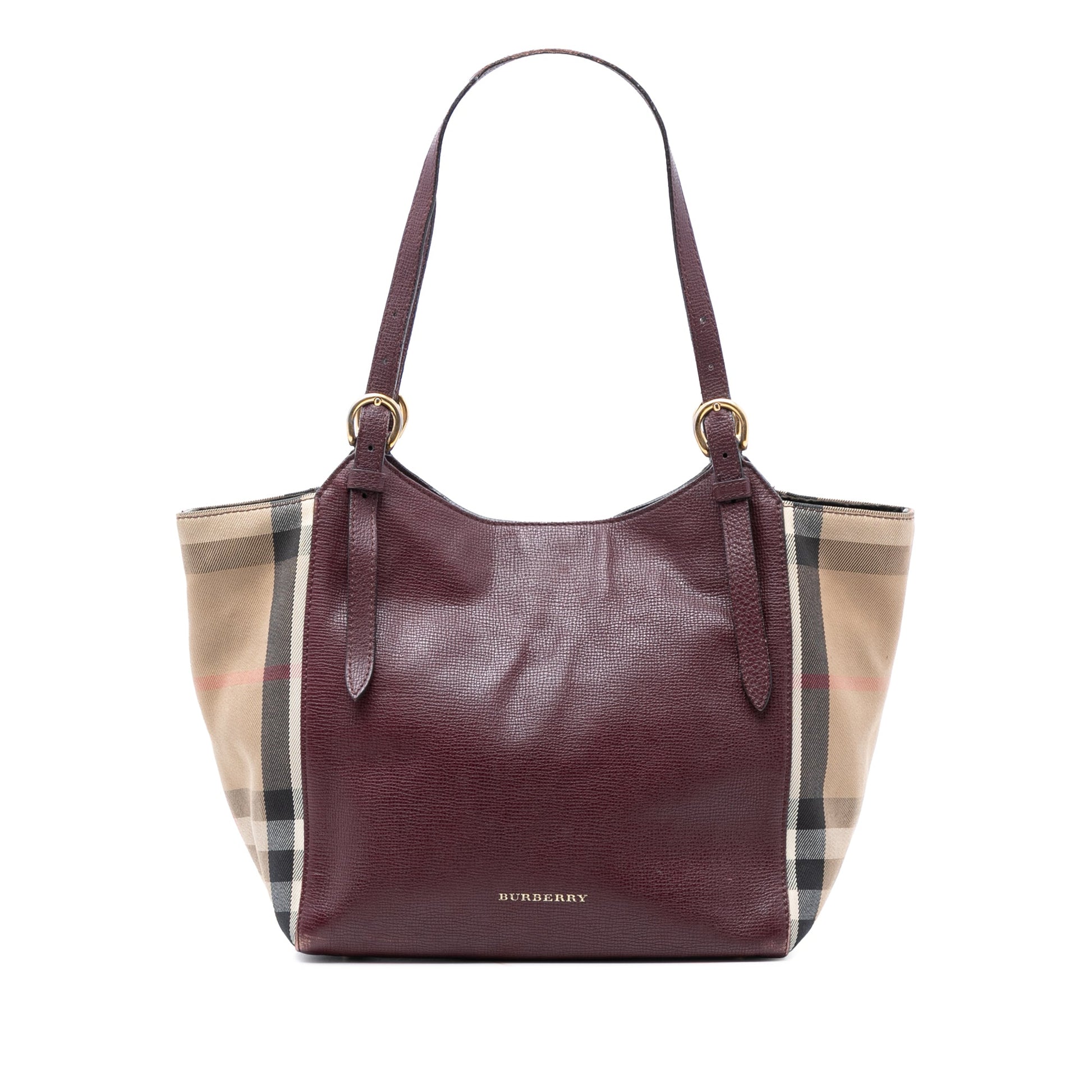 Burberry Small Leather and House Check Canvas Canterbury Tote
