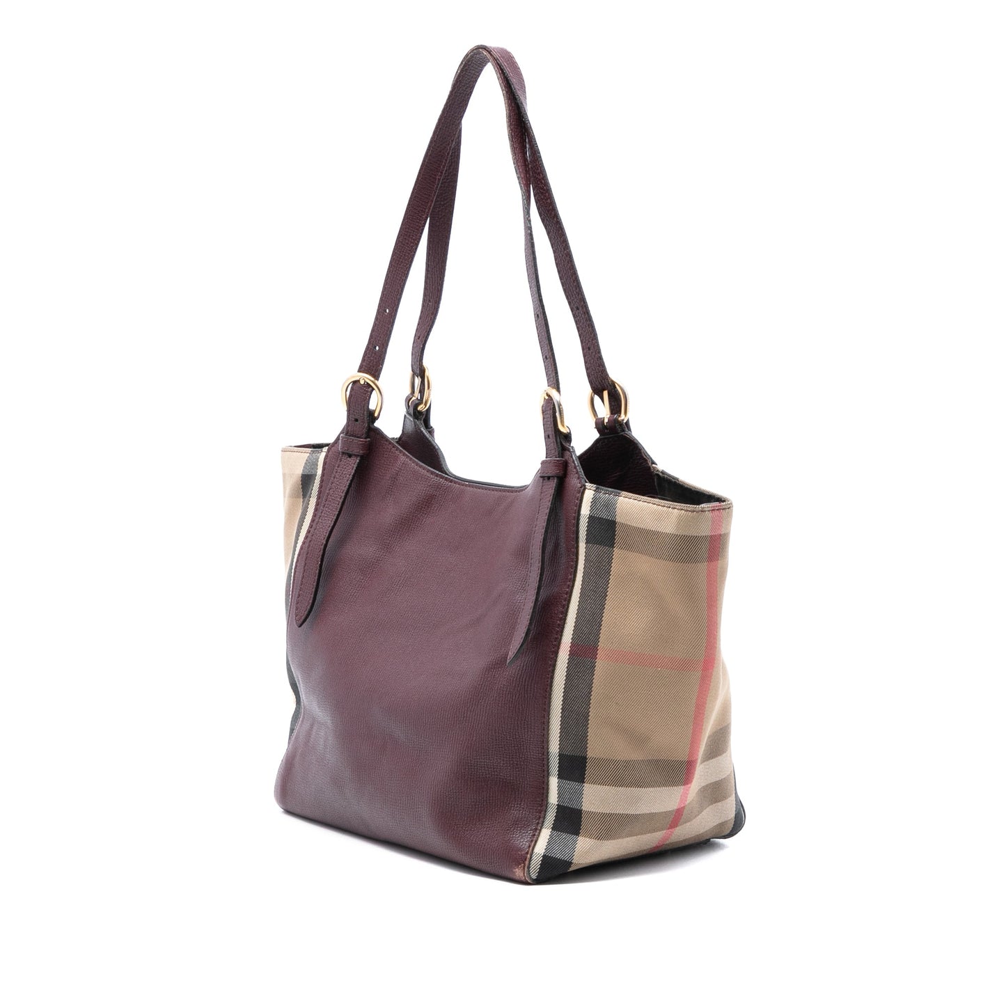 Burberry Small Leather and House Check Canvas Canterbury Tote