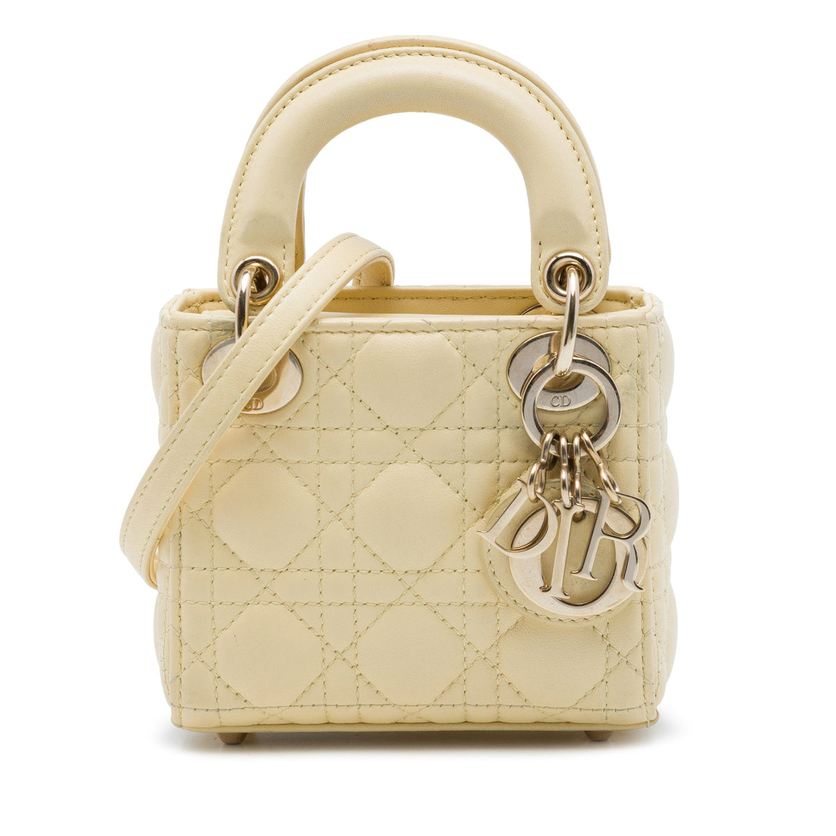 Dior Micro Lambskin Cannage Lady Dior — Yellow