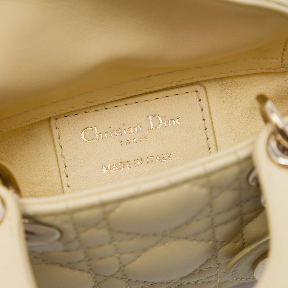 Dior Micro Lambskin Cannage Lady Dior — Yellow