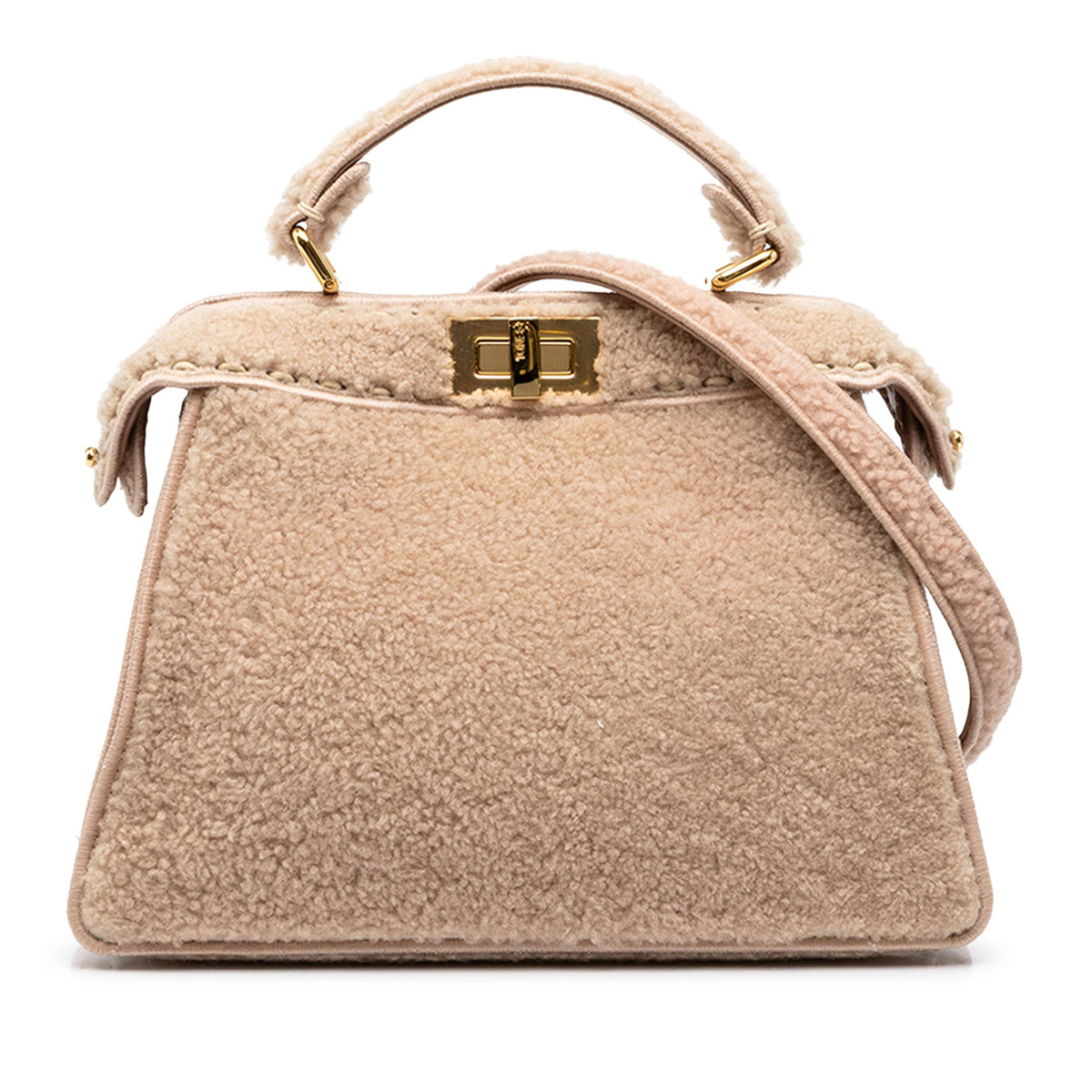 Fendi Small Shearling Peekaboo ISeeU Satchel — Pink