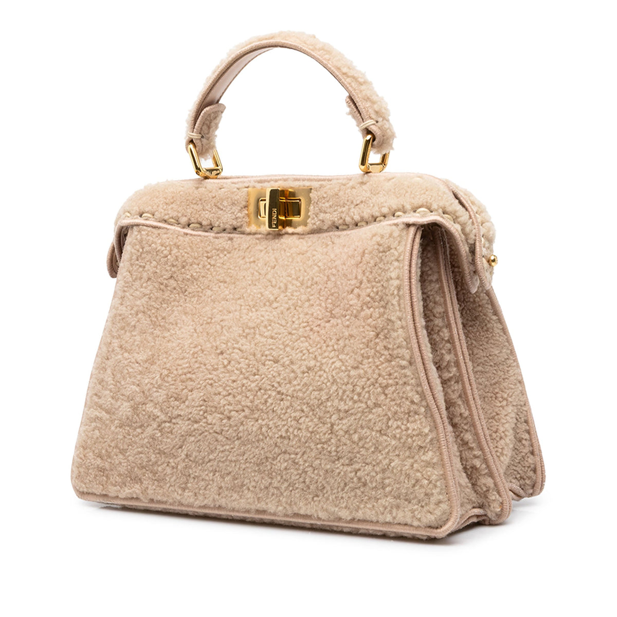 Fendi Small Shearling Peekaboo ISeeU Satchel — Pink