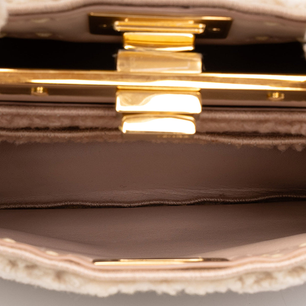 Fendi Small Shearling Peekaboo ISeeU Satchel — Pink