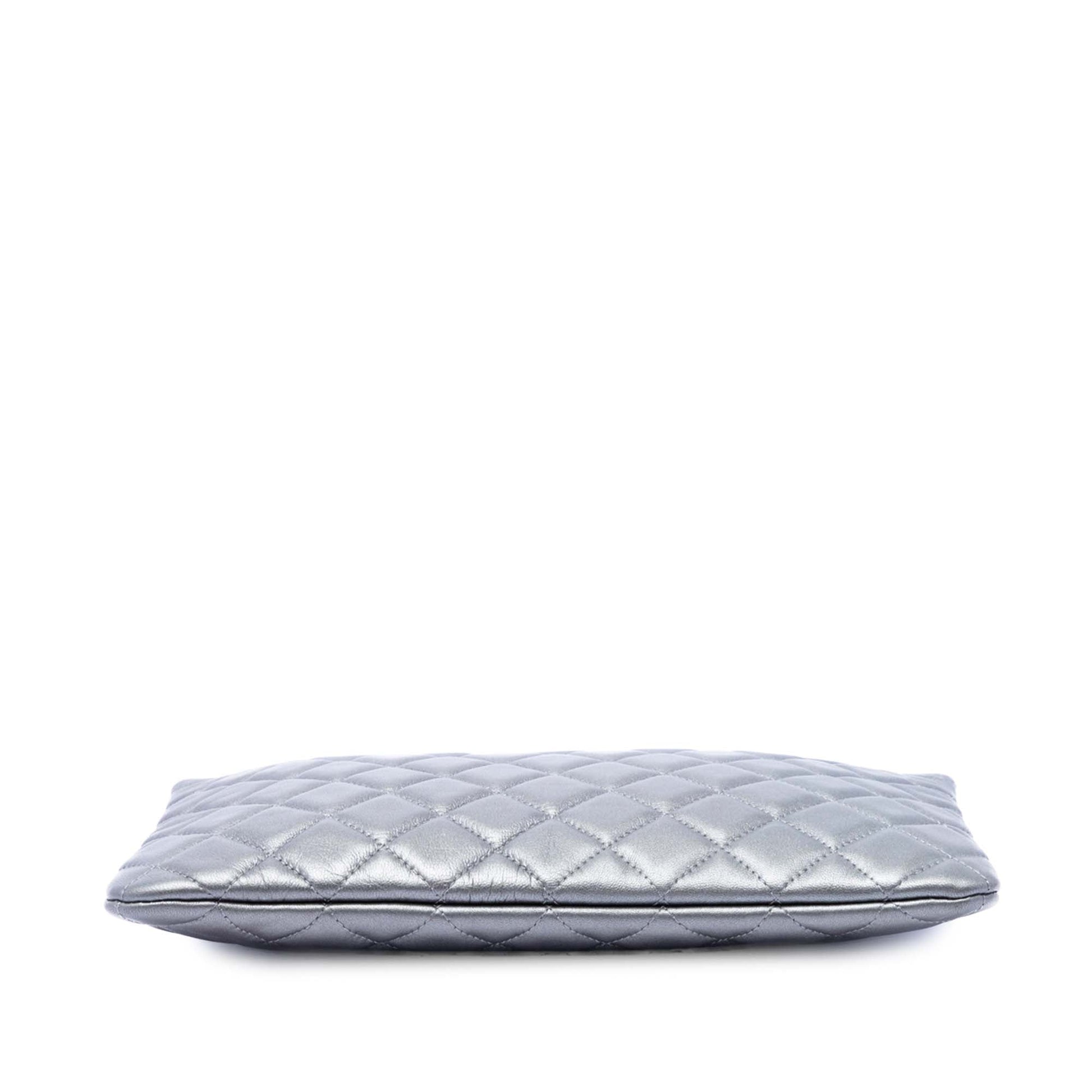 Chanel Medium Quilted Metallic Lambskin O Case Clutch