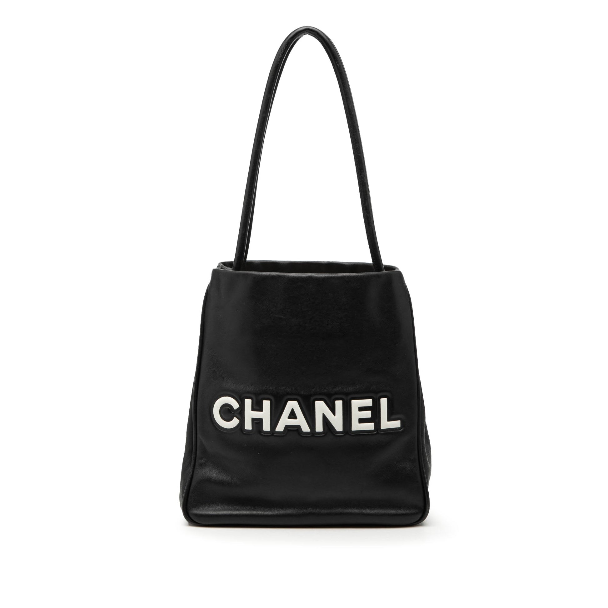 Chanel Lambskin Embossed Camellia Logo Tote