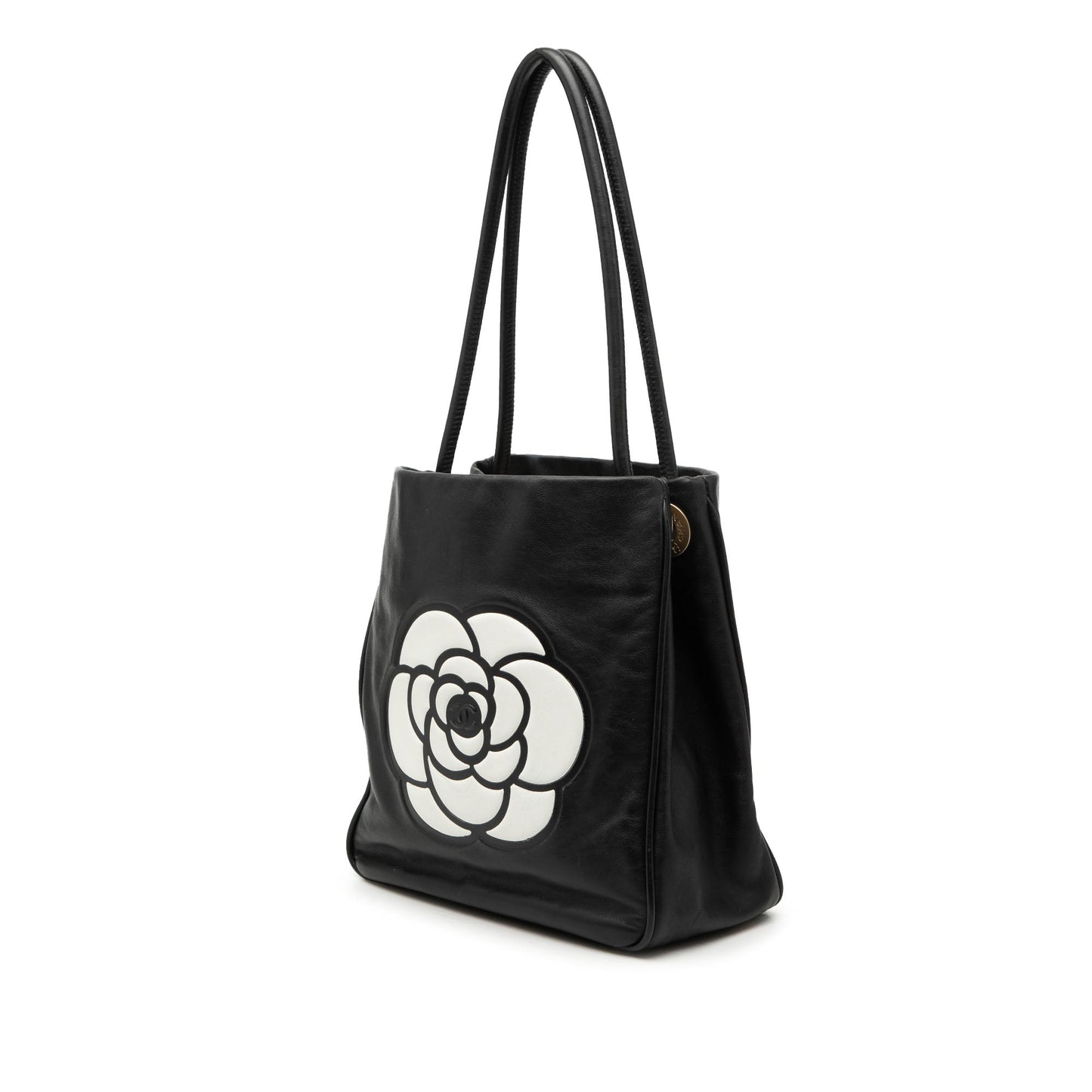 Chanel Lambskin Embossed Camellia Logo Tote