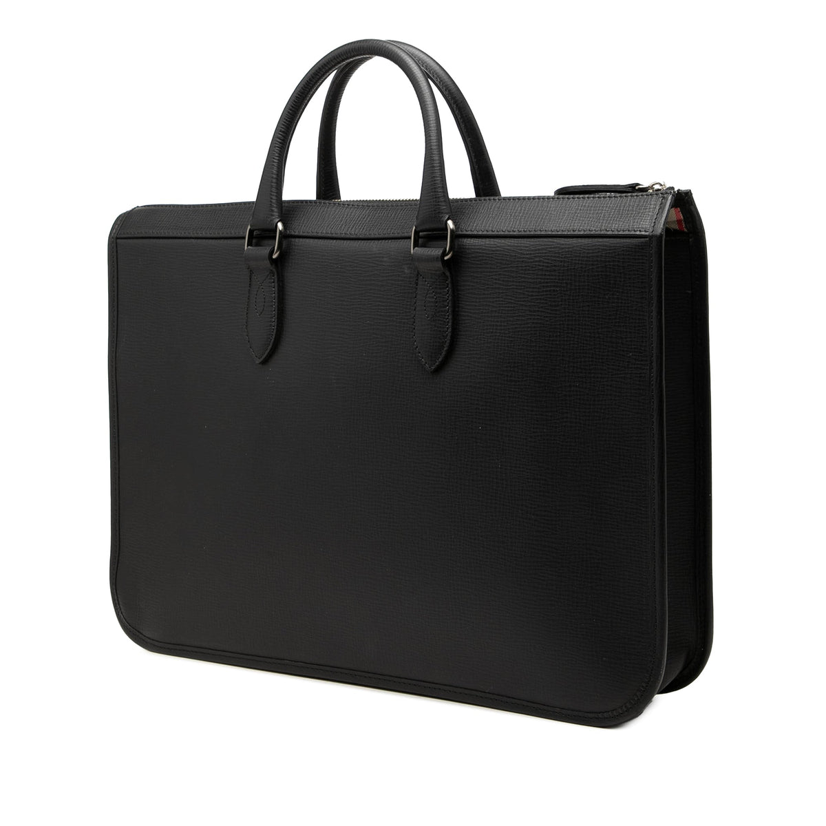 Burberry Check Embossed Trimmed Leather Business Bag