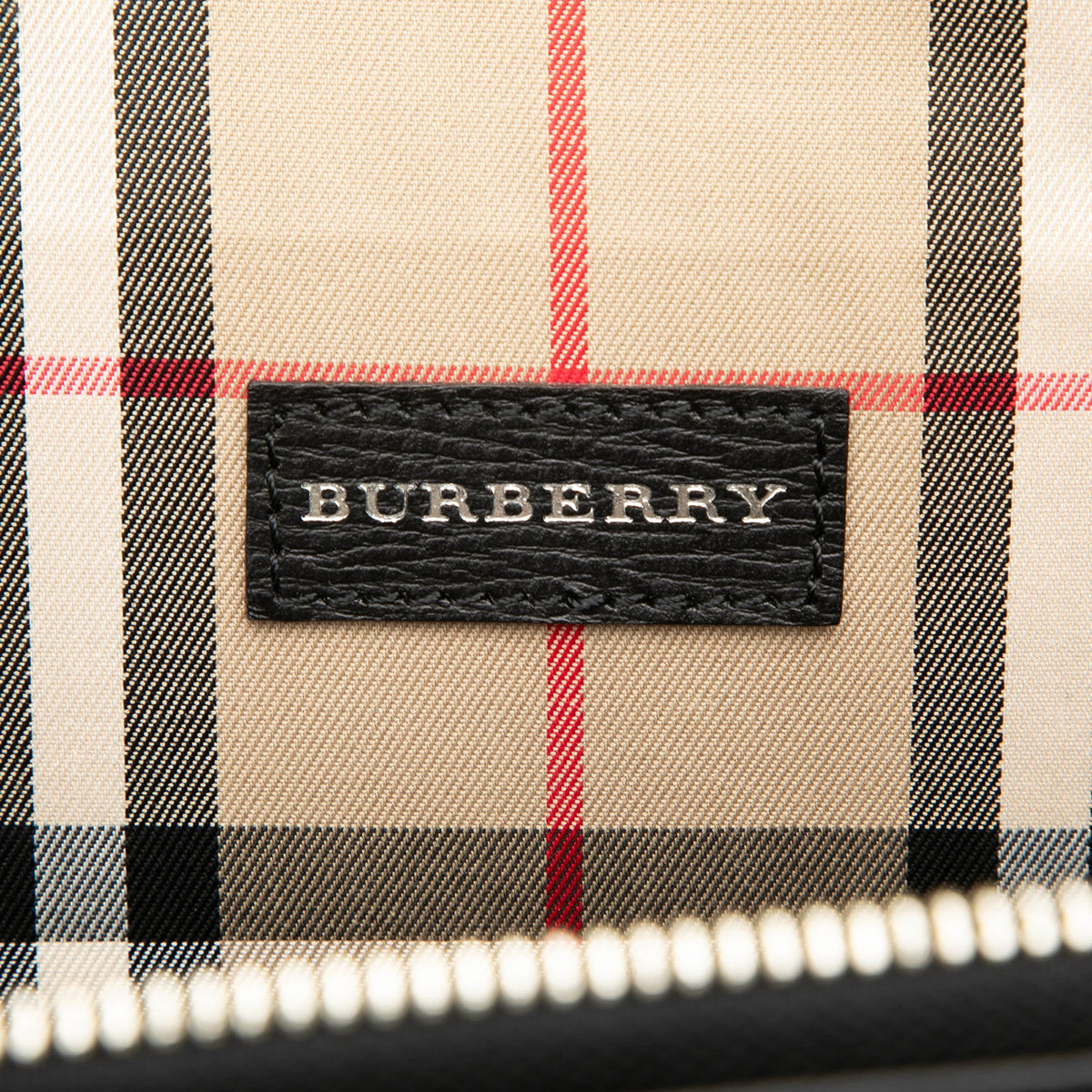 Burberry Check Embossed Trimmed Leather Business Bag