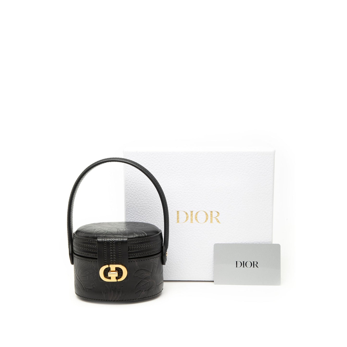 Dior Floral Embossed Calfskin CD Logo Vanity Bag