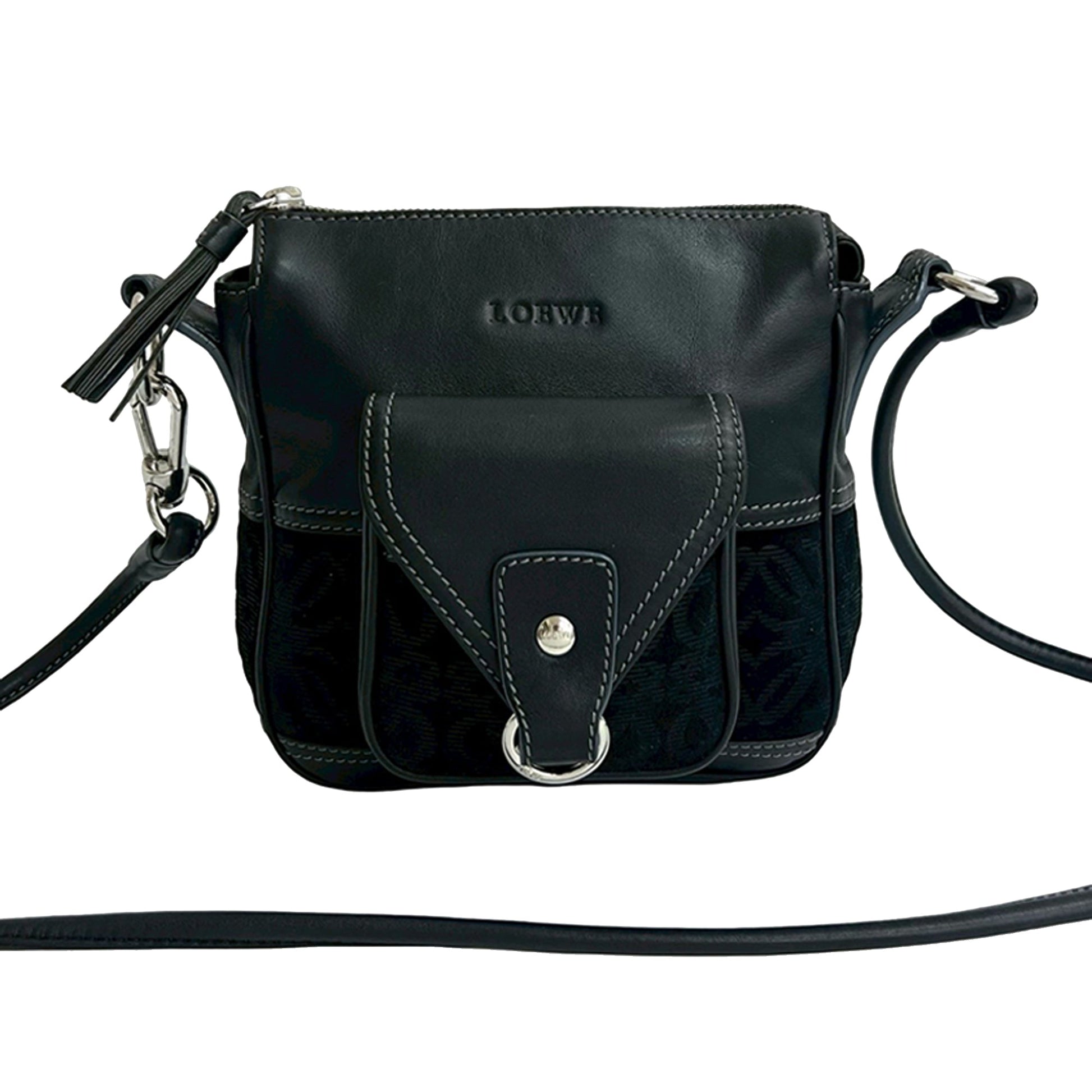 LOEWE Anagram Leather and Suede Crossbody