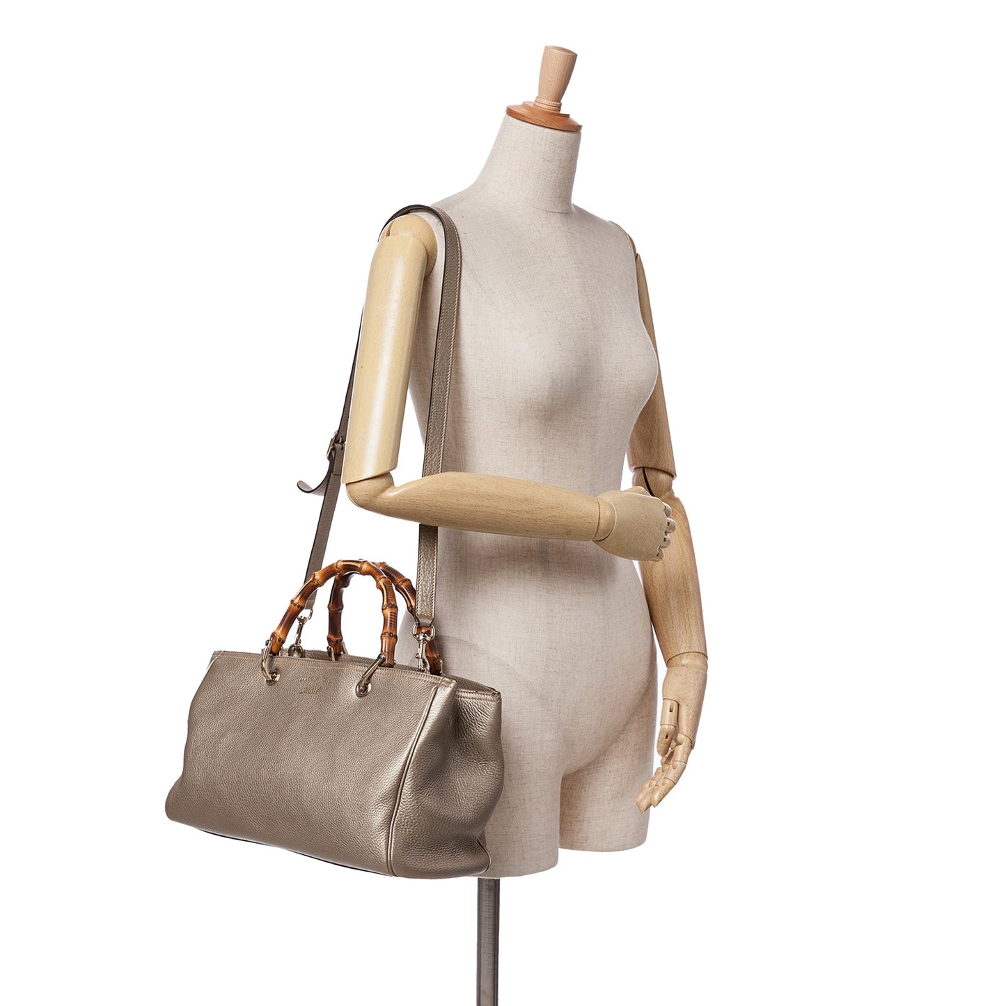 Gucci Medium Calfskin Bamboo Shopper Satchel