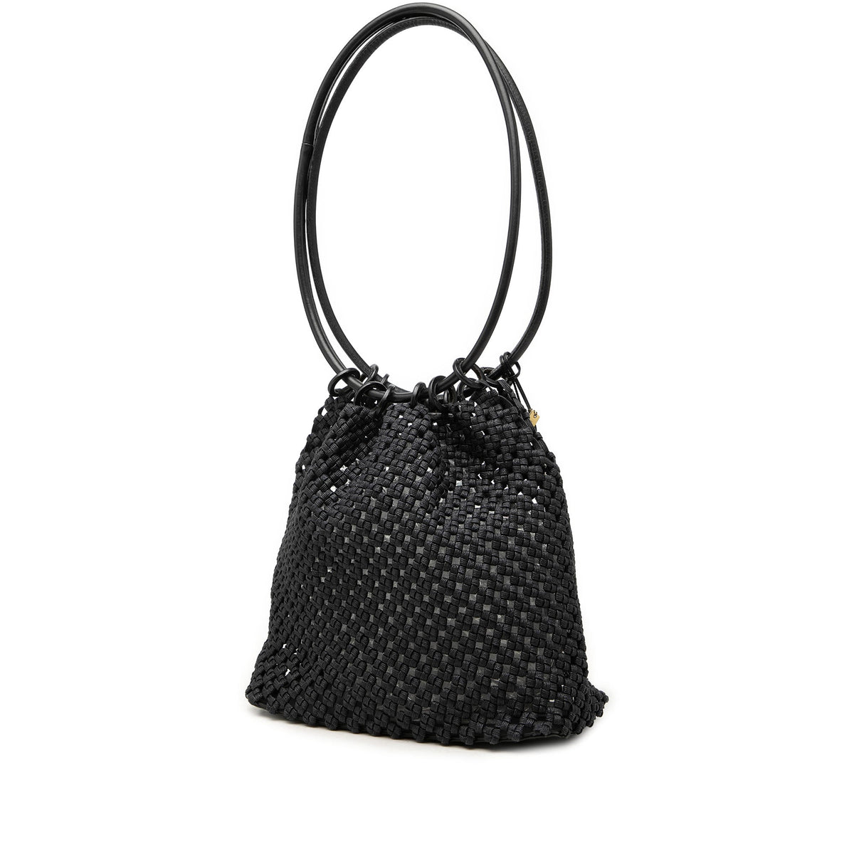 Gucci Woven Canvas Shoulder Bag — Black