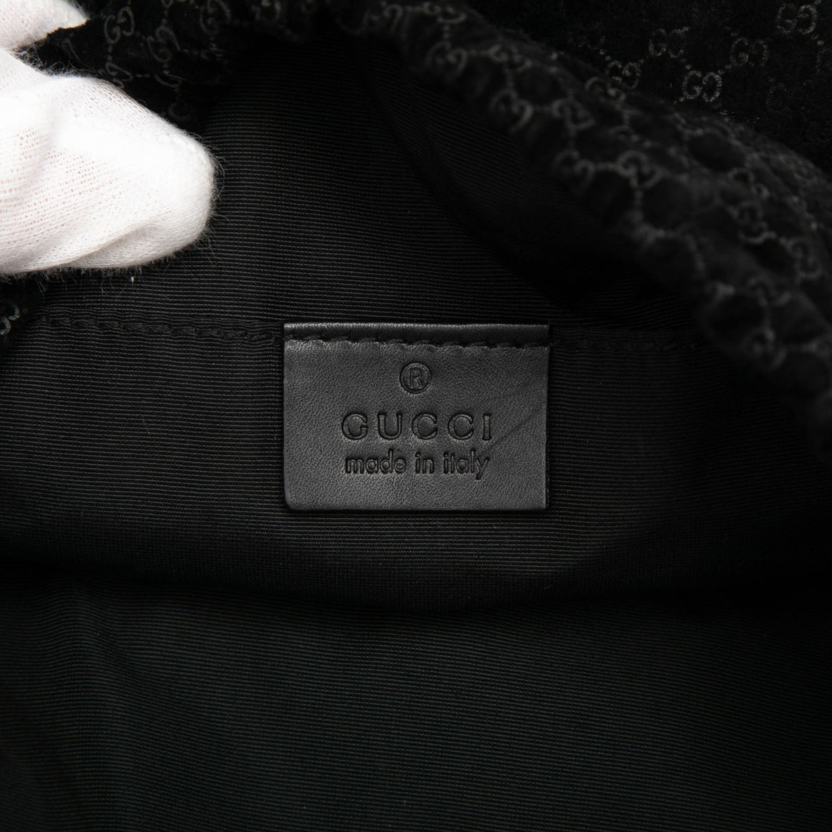 Gucci Woven Canvas Shoulder Bag — Black