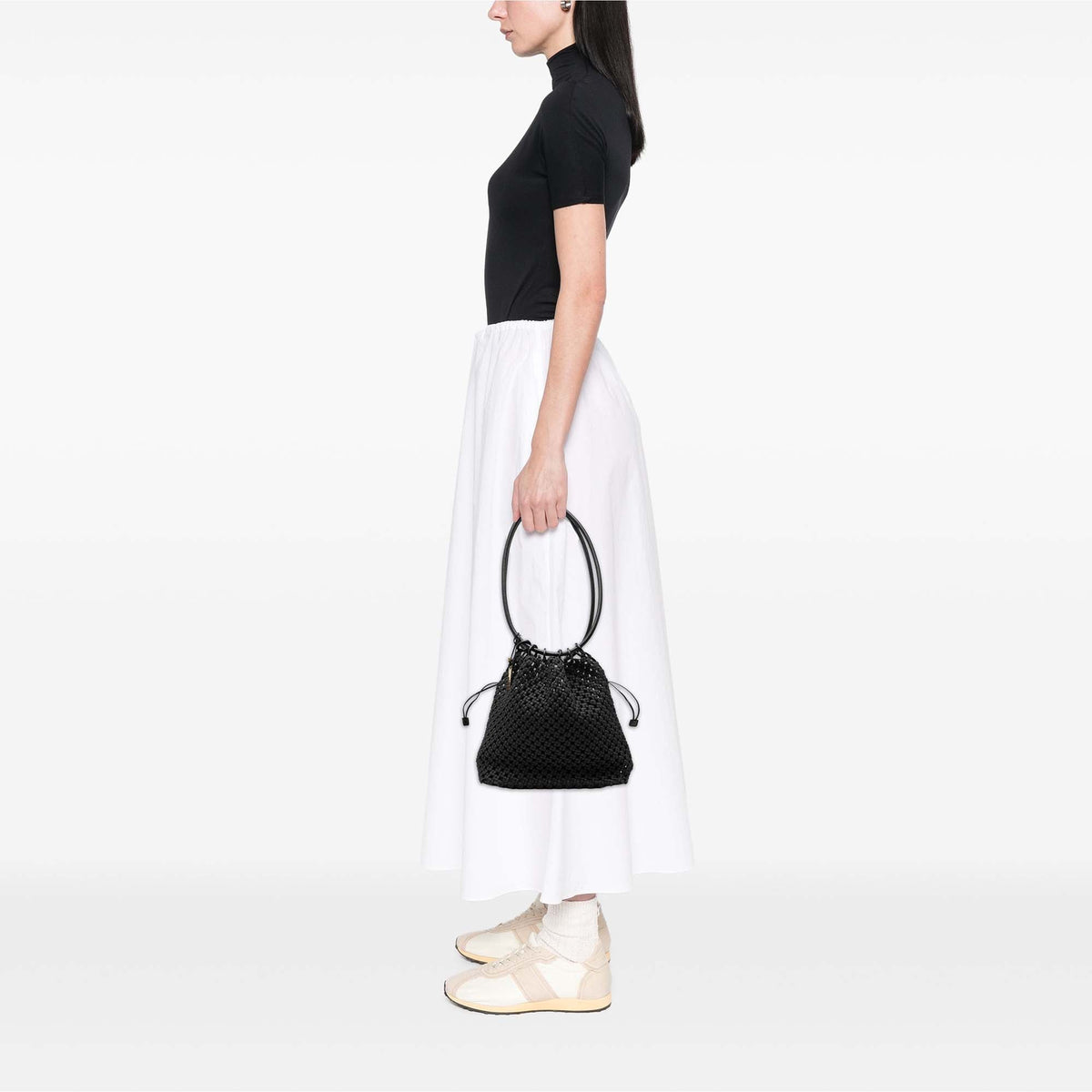 Gucci Woven Canvas Shoulder Bag — Black