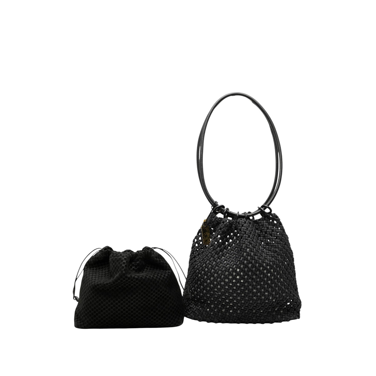 Gucci Woven Canvas Shoulder Bag — Black