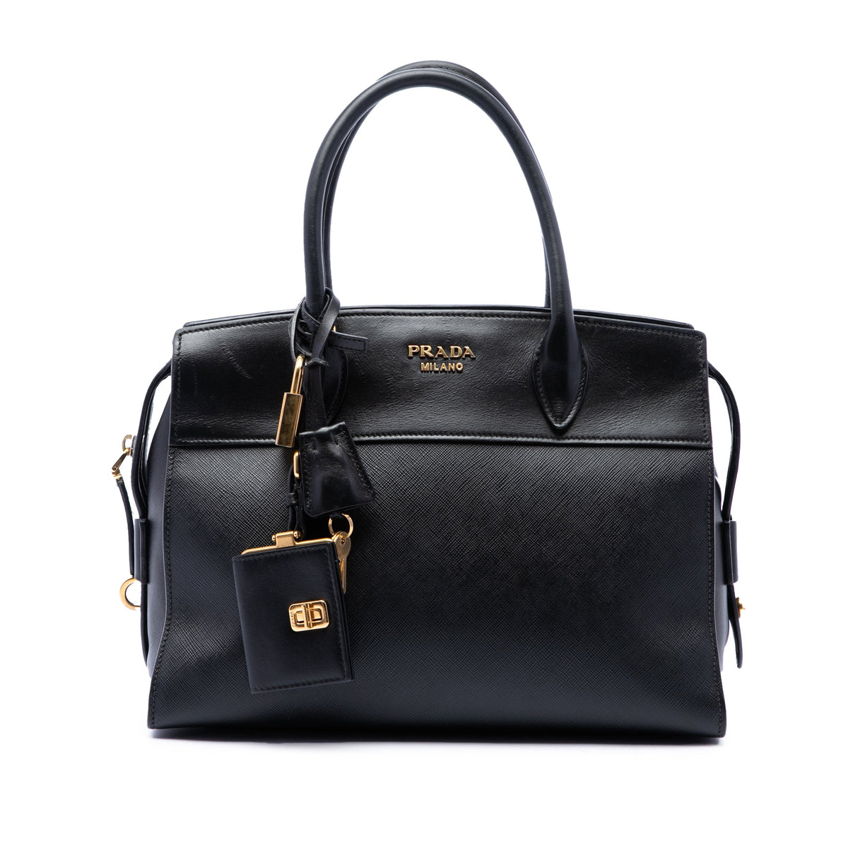 Prada Saffiano and City Calf Esplanade Satchel — Black