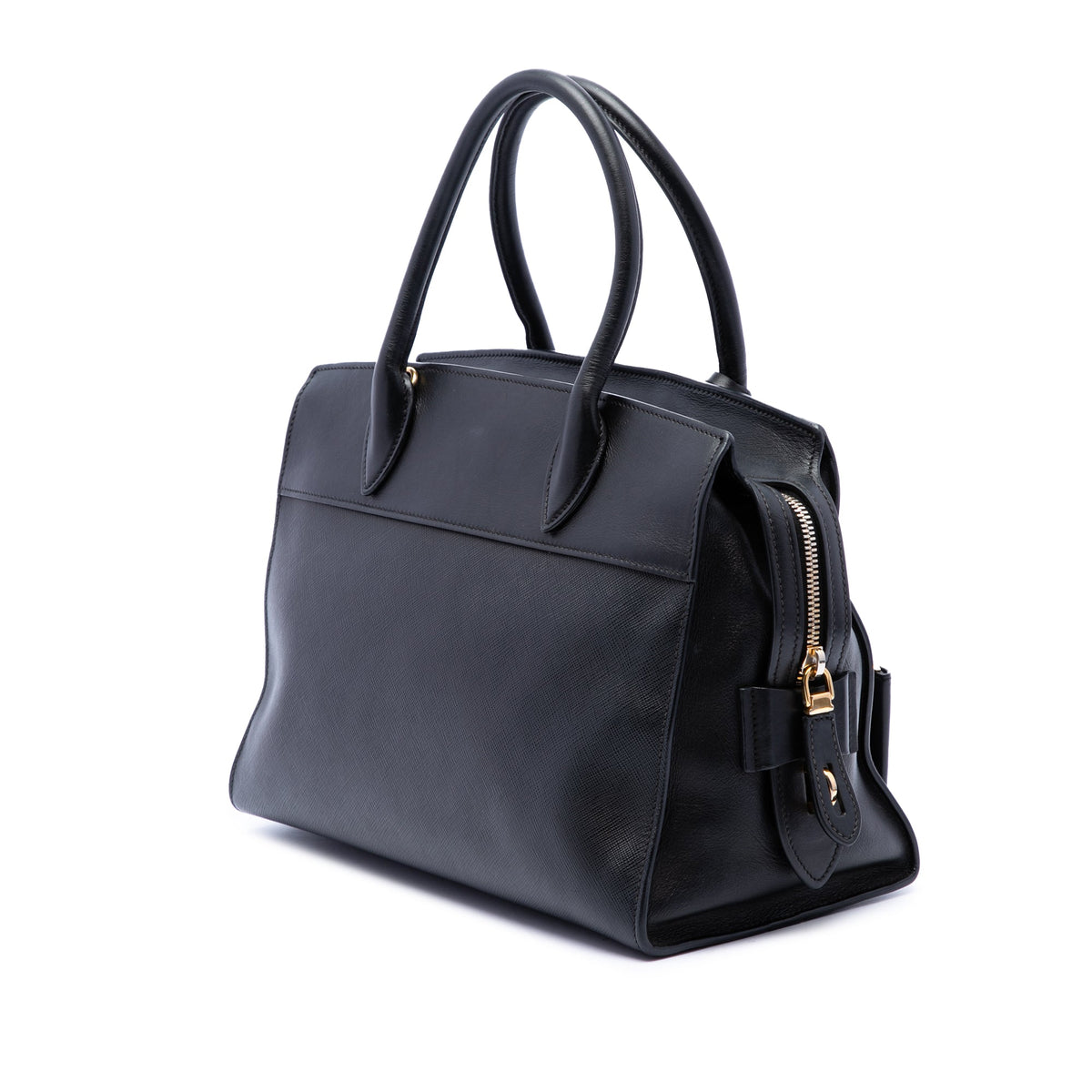 Prada Saffiano and City Calf Esplanade Satchel — Black
