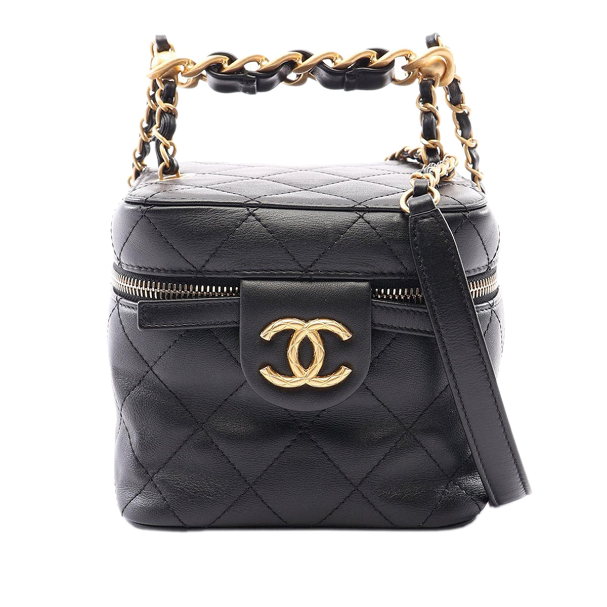 Chanel CC Quilted Calfskin Vanity Case with Chain