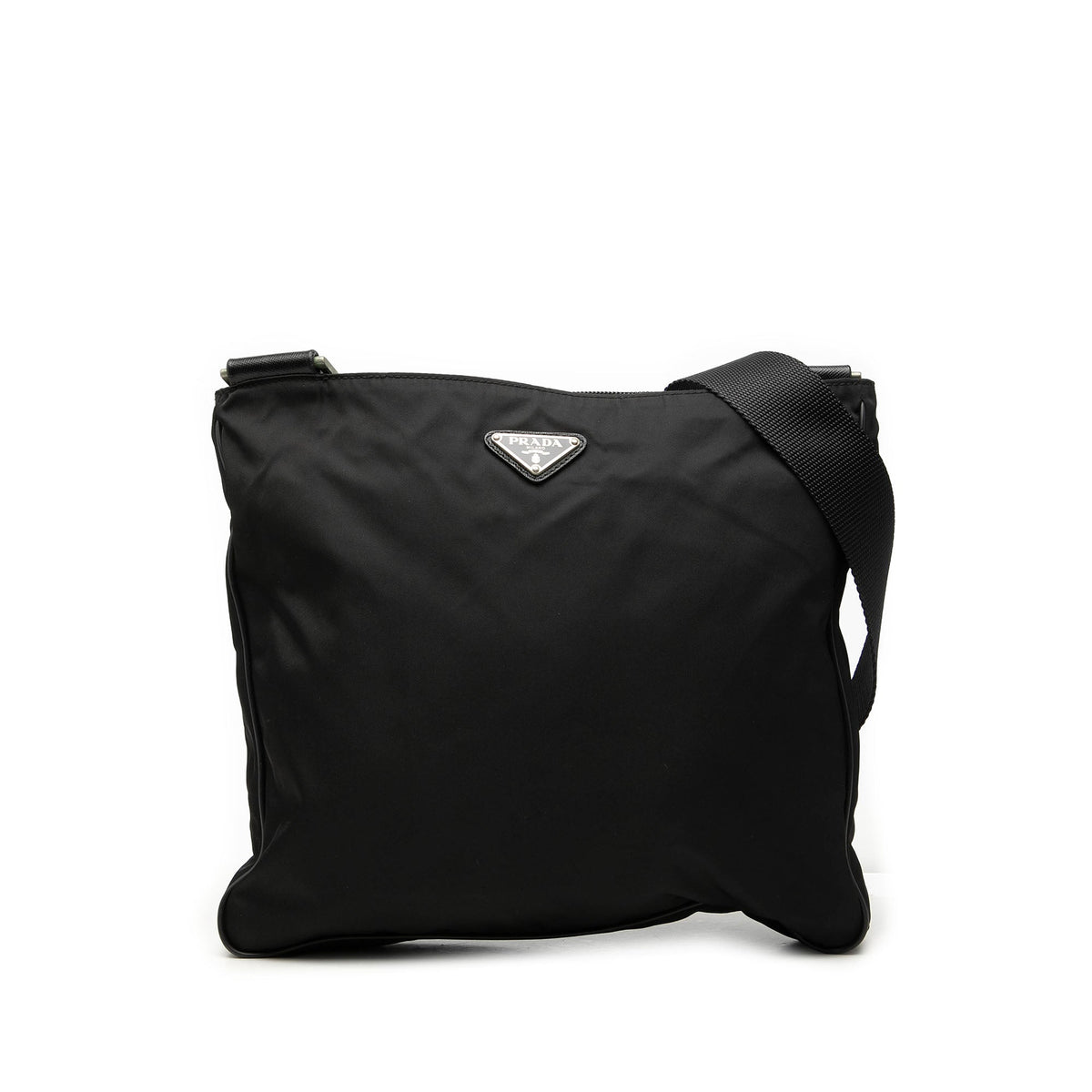 Prada Saffiano Trimmed Tessuto Zip Top Crossbody