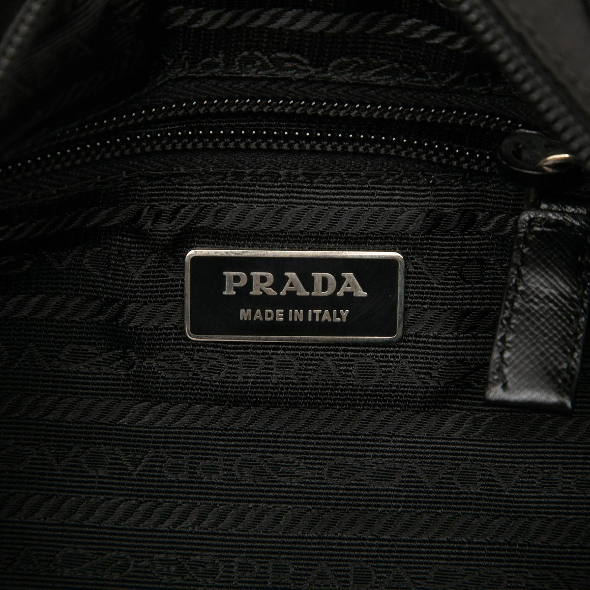 Prada Saffiano Trimmed Tessuto Zip Top Crossbody