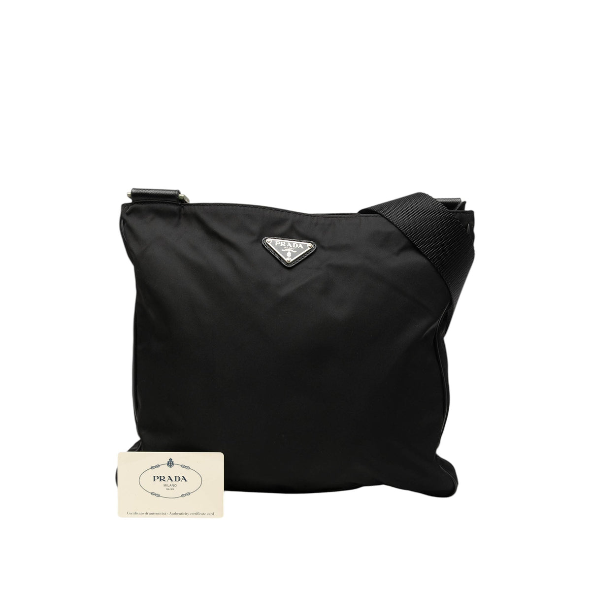 Prada Saffiano Trimmed Tessuto Zip Top Crossbody