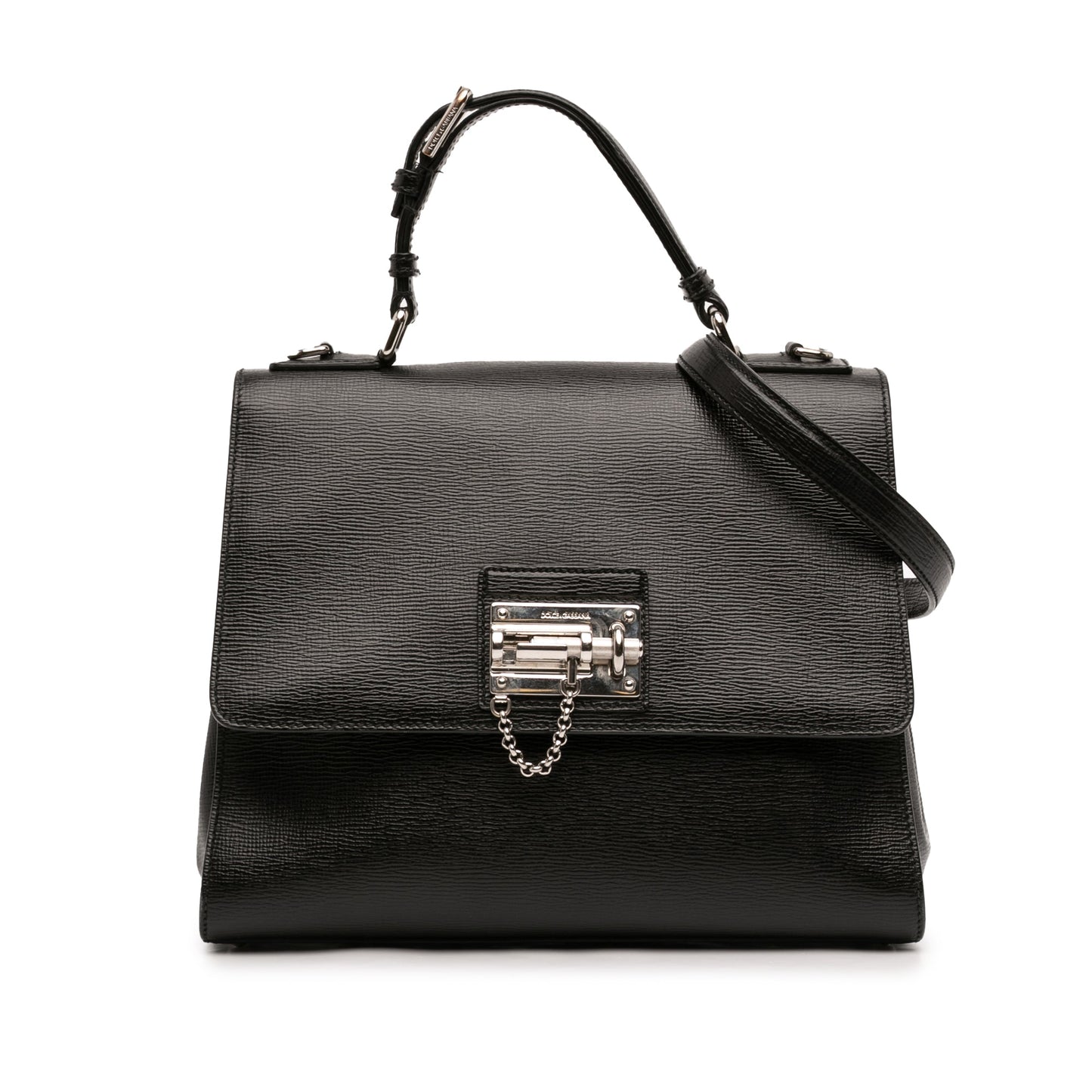 Dolce & Gabbana Large Textured Calfskin Miss Monica Top Handle Bag