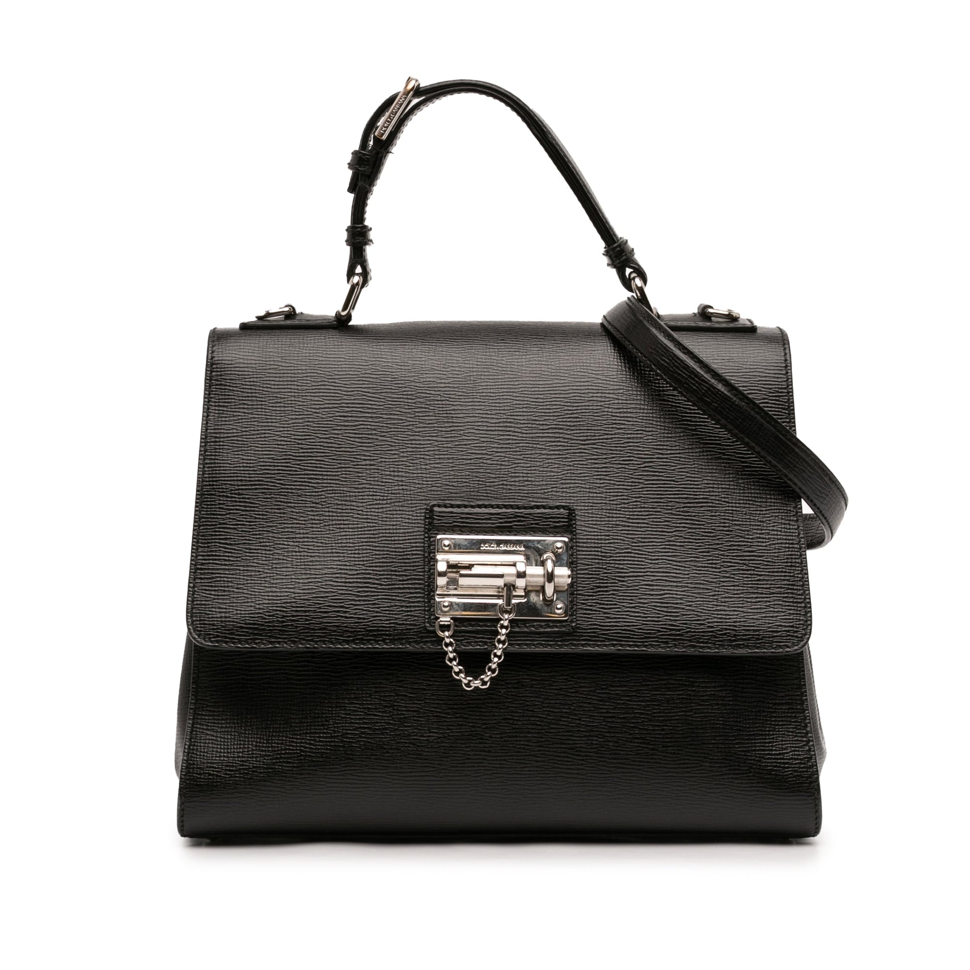 Dolce & Gabbana Large Textured Calfskin Miss Monica Top Handle Bag