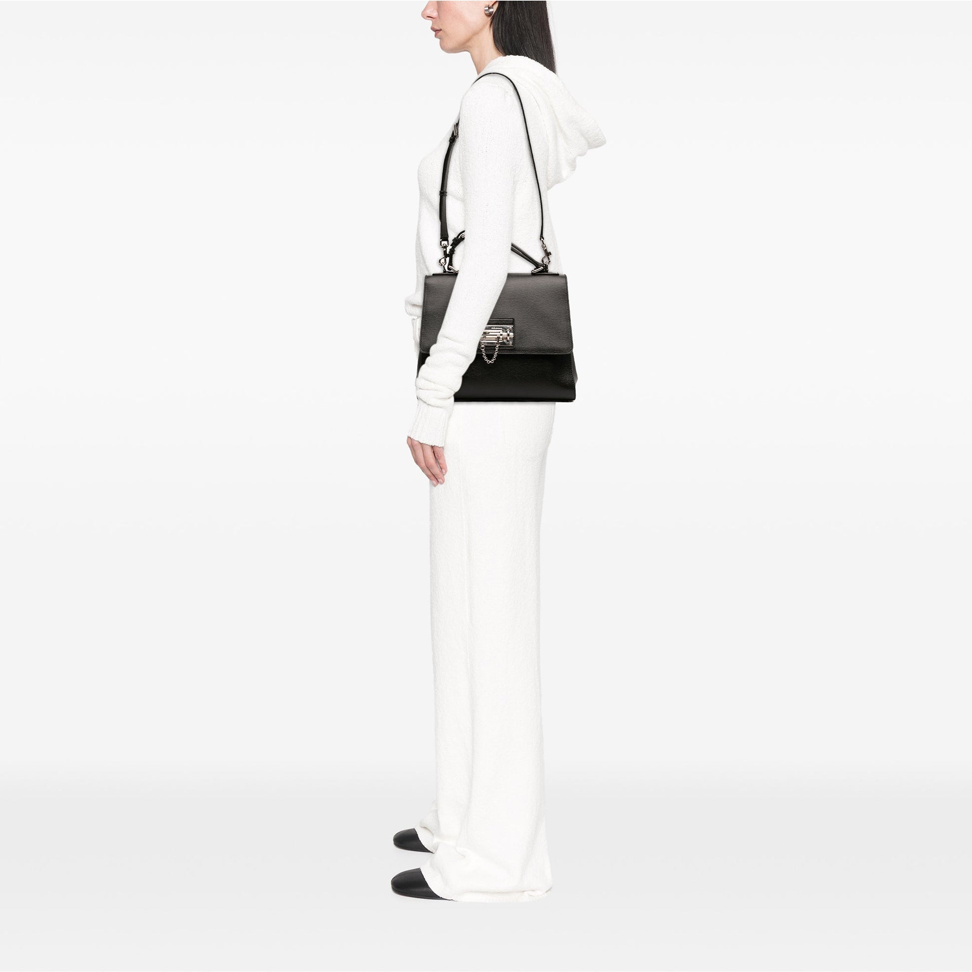 Dolce & Gabbana Large Textured Calfskin Miss Monica Top Handle Bag