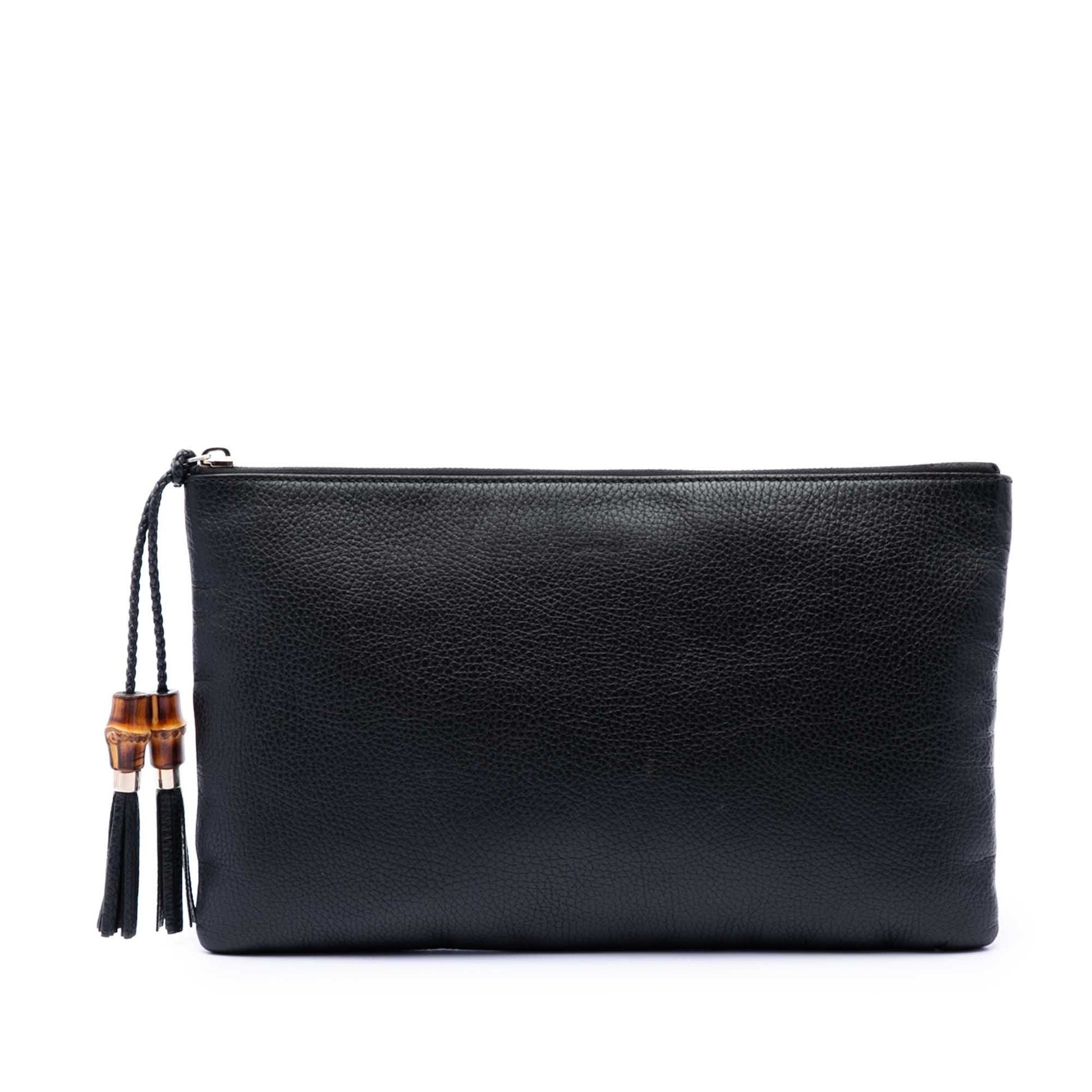 Gucci Calfskin Bamboo Tassel Clutch