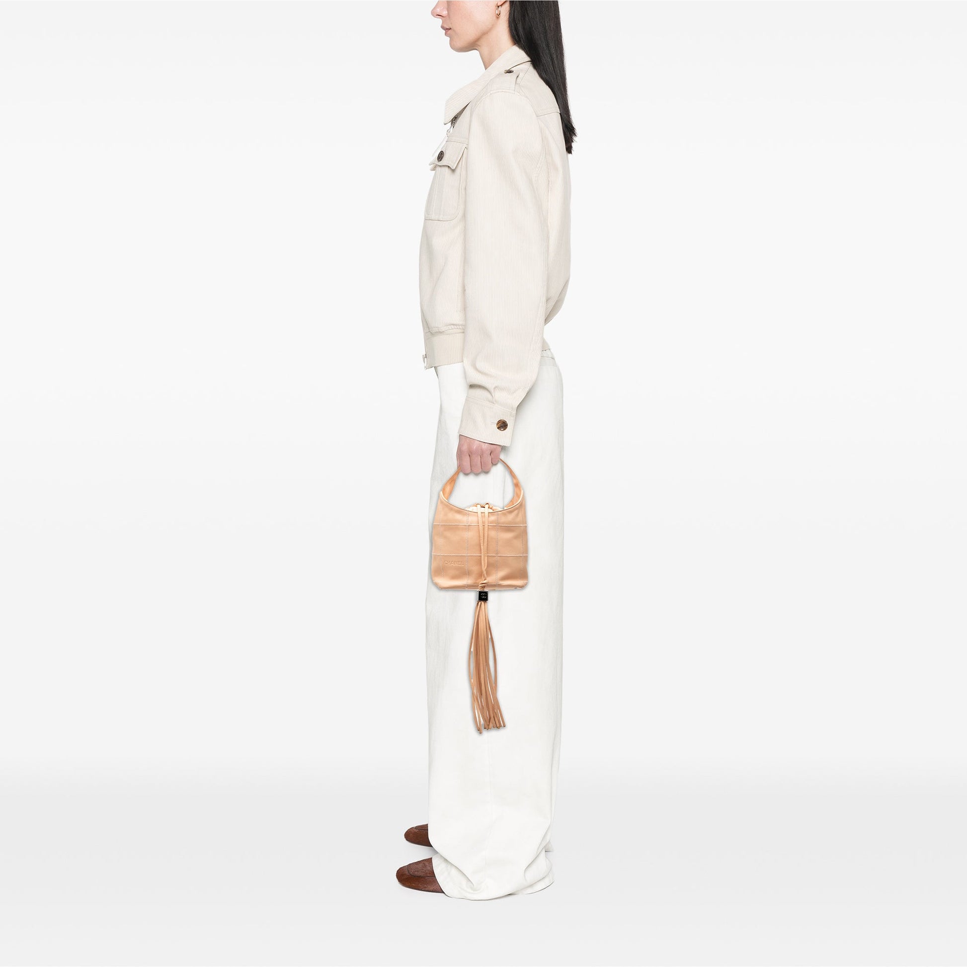 Chanel Calfskin Square Stitch Tassel Hobo
