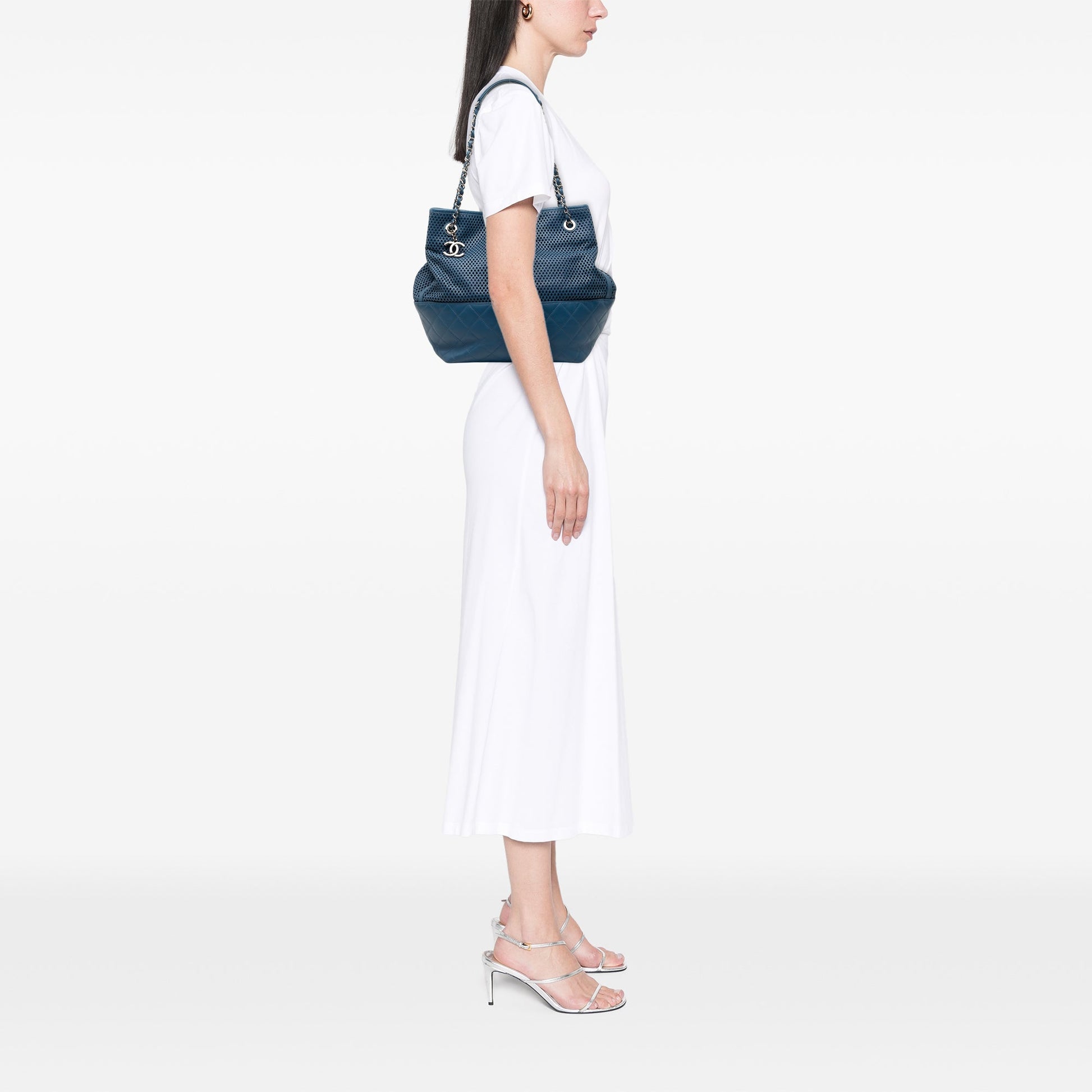Perforated Calfskin Up In The Air North South Tote