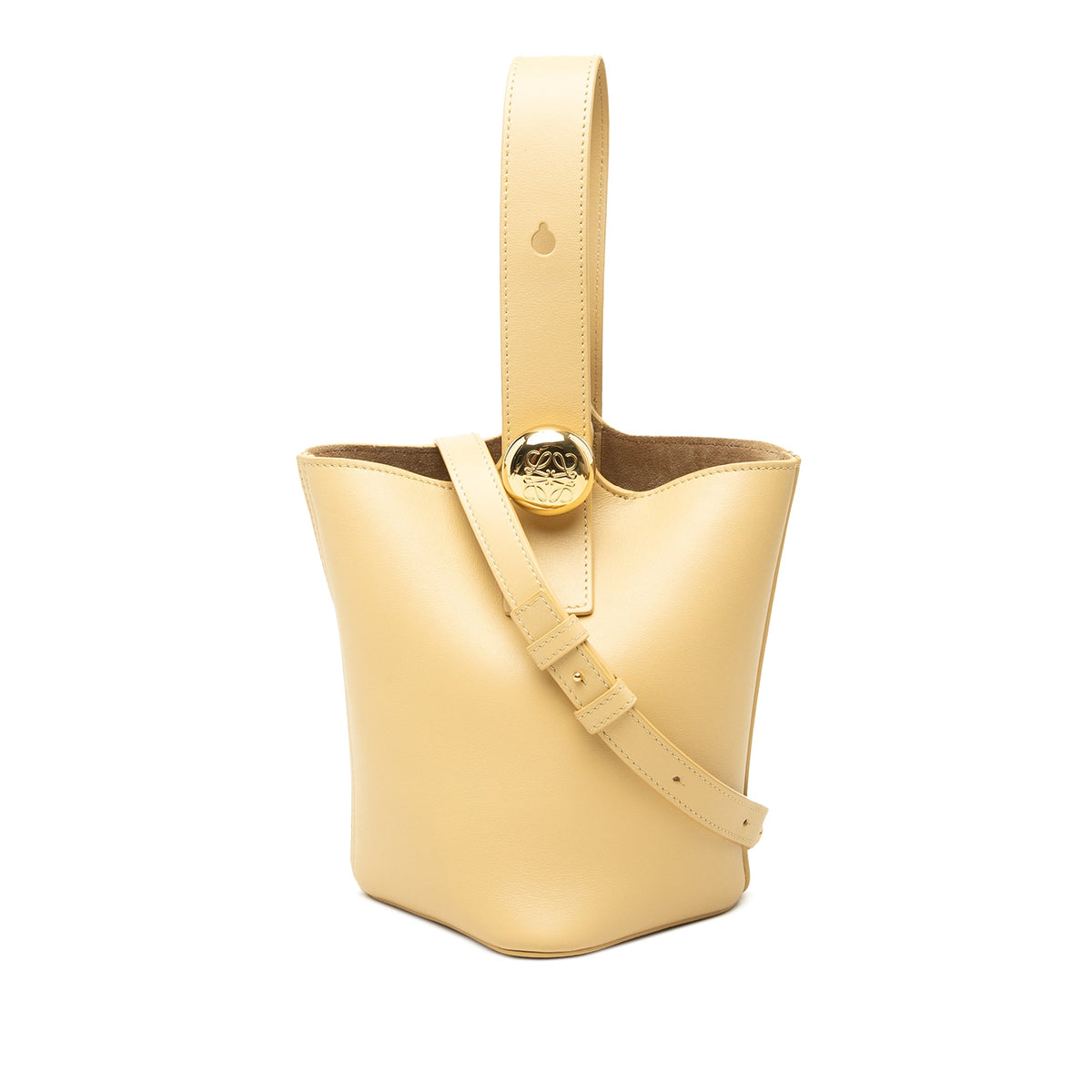 LOEWE Mini Calfskin Pebble Bucket Bag — Yellow