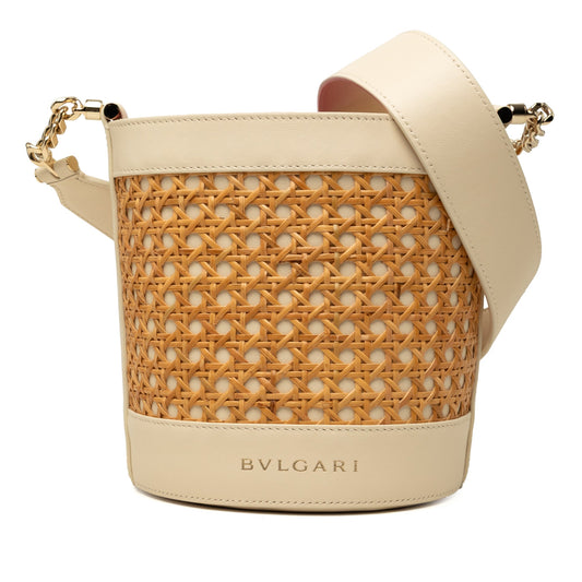 Bvlgari Wicker and Calfskin Serpenti Forever Bucket Bag