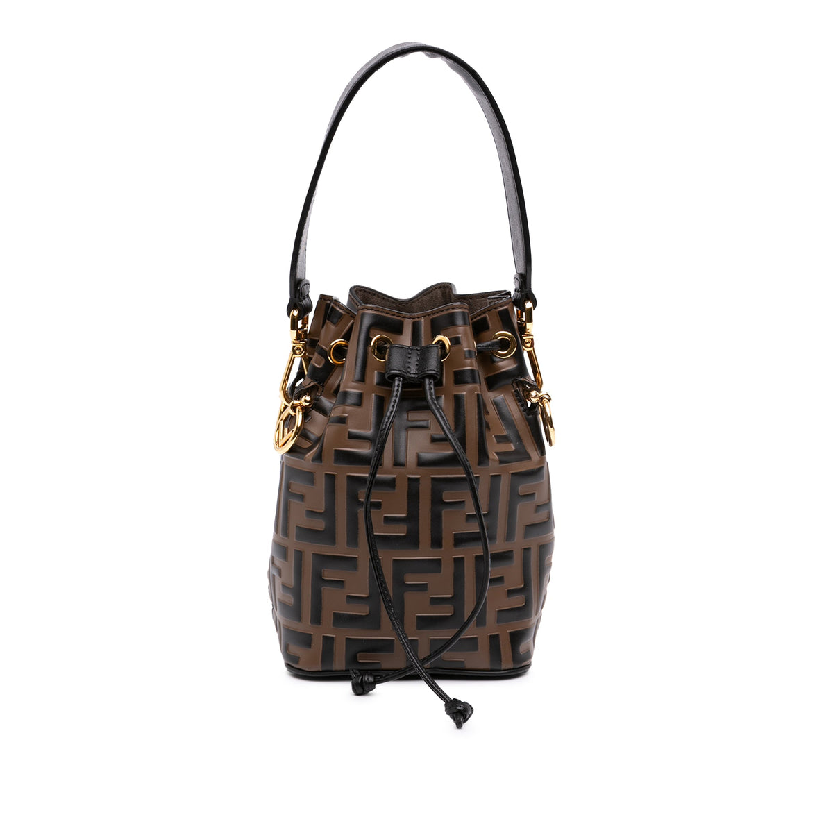 Fendi Mini FF 1974 Embossed Leather Mon Tresor Bucket Bag