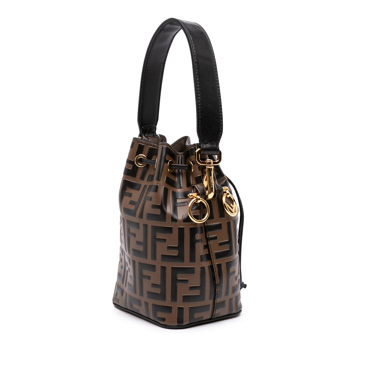 Fendi Mini FF 1974 Embossed Leather Mon Tresor Bucket Bag