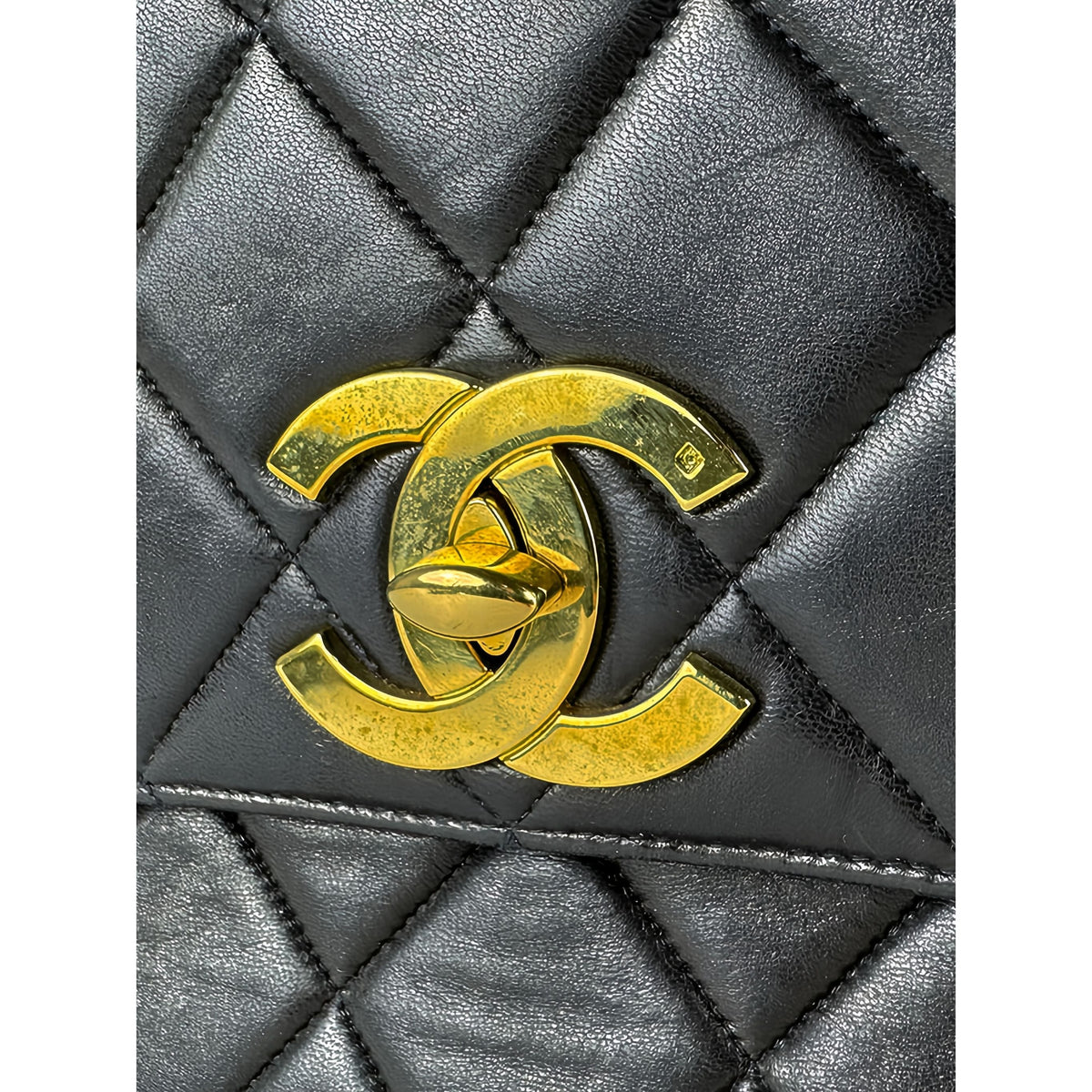 Chanel XL CC Quilted Lambskin Square Single Flap — Black