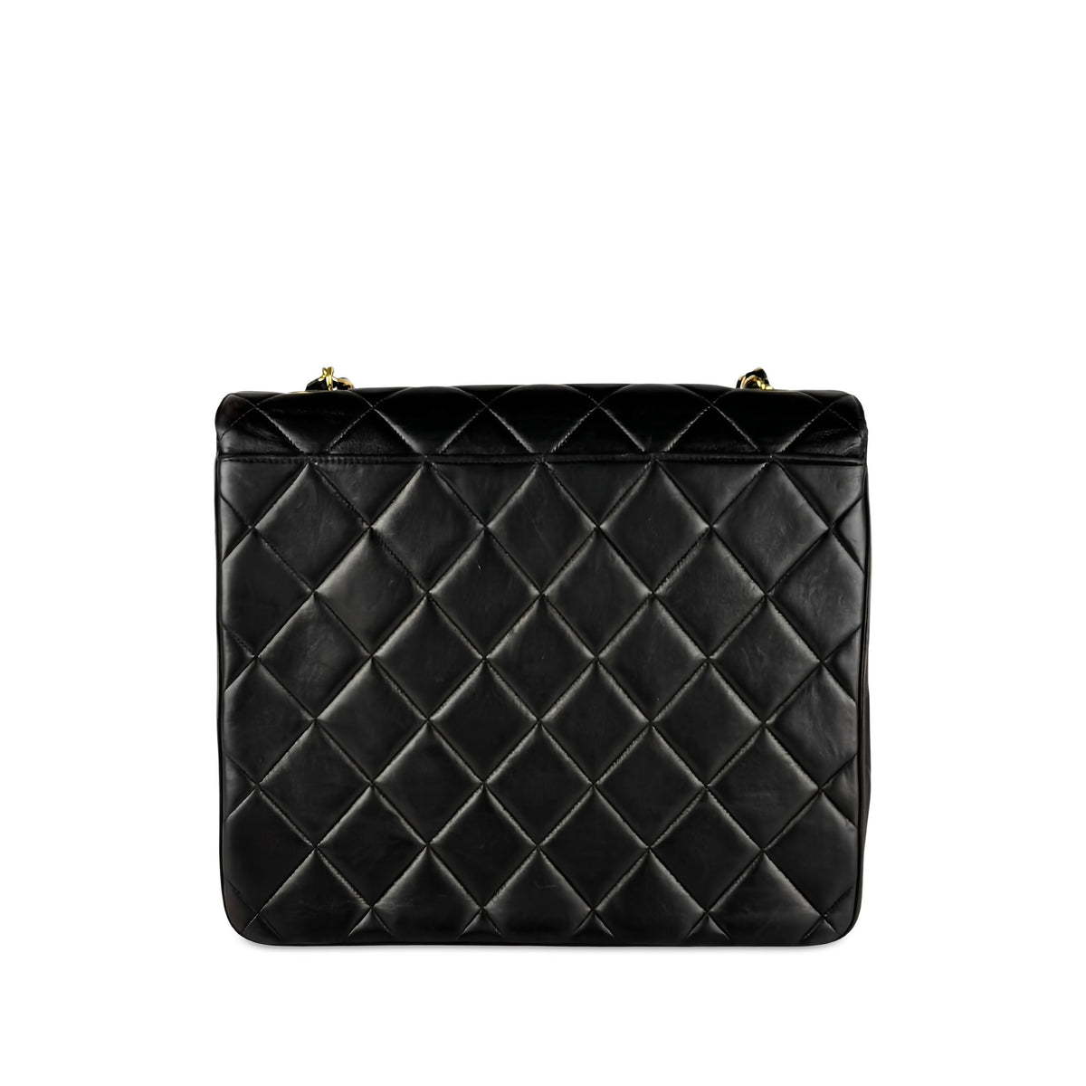 Chanel XL CC Quilted Lambskin Square Single Flap — Black