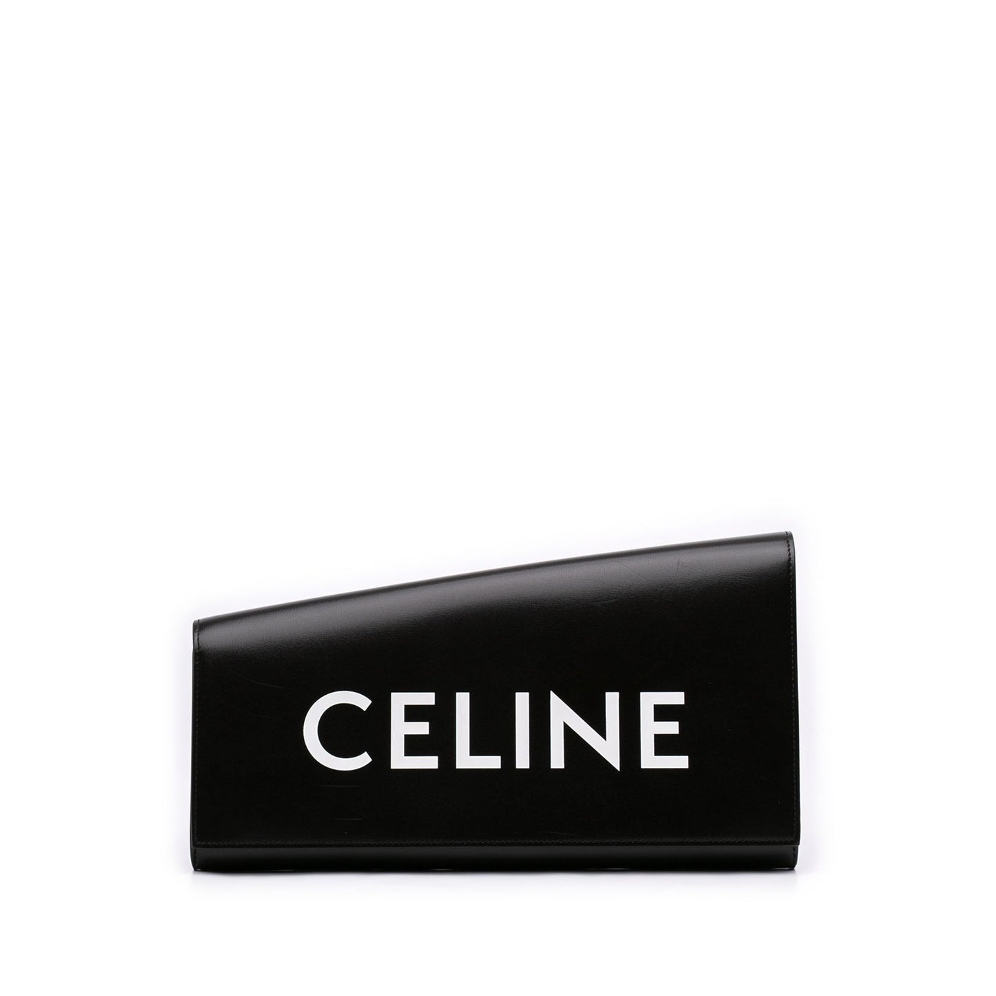 Celine Leather Asymmetric Logo Clutch