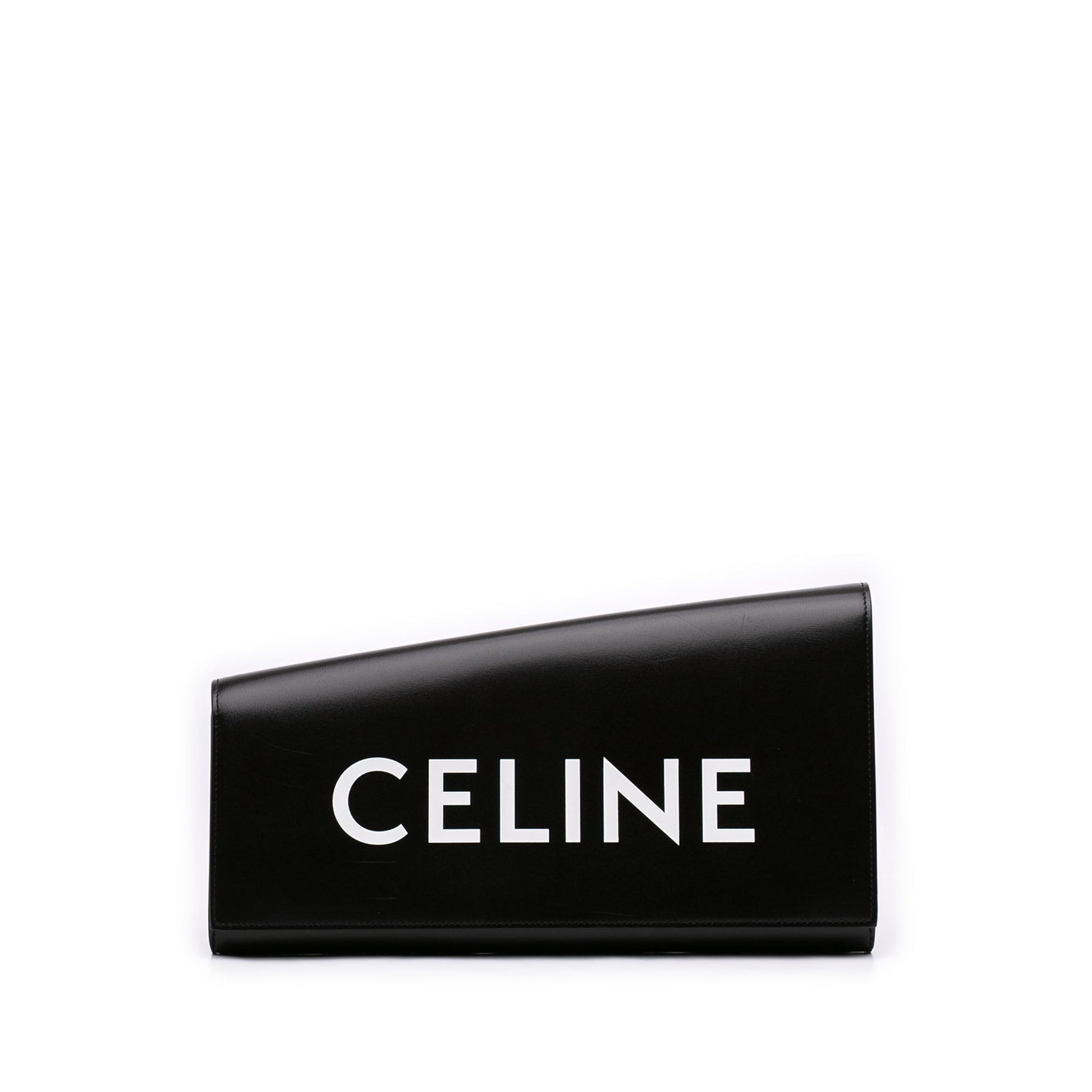 Celine Leather Asymmetric Logo Clutch