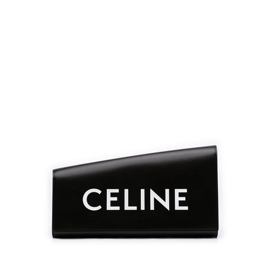 Celine Leather Asymmetric Logo Clutch