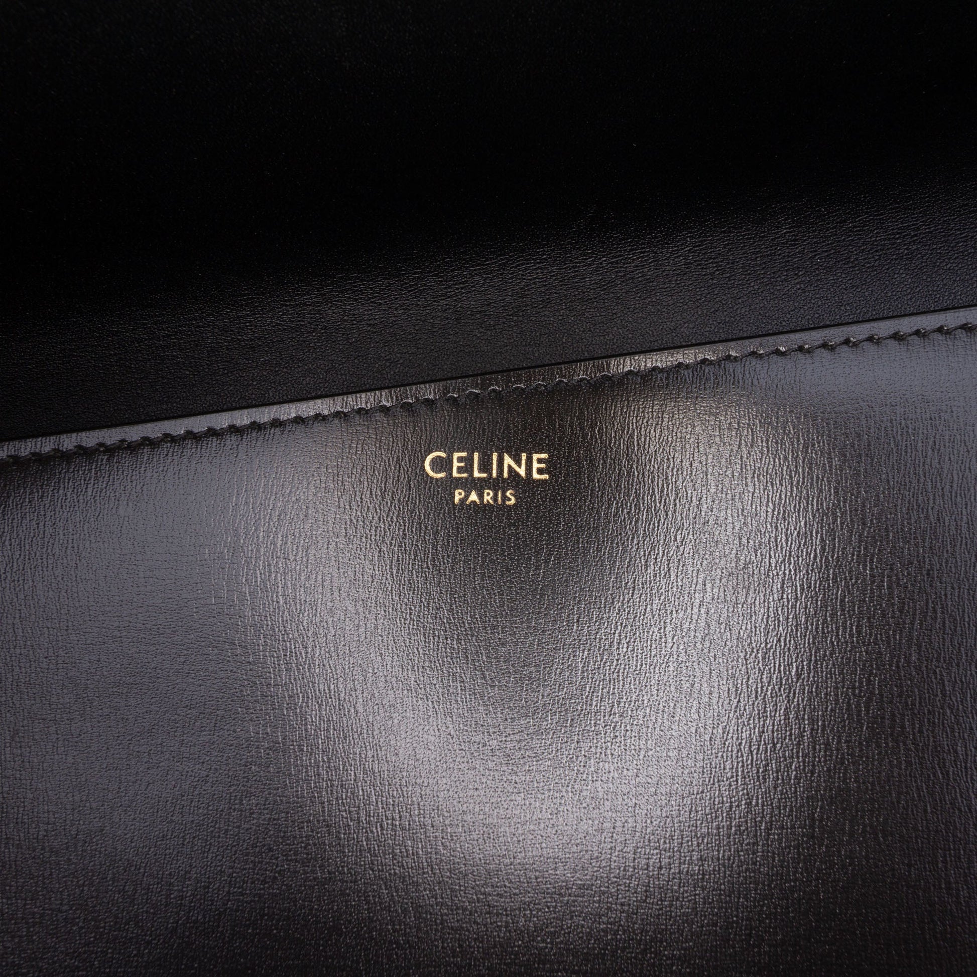 Celine Leather Asymmetric Logo Clutch